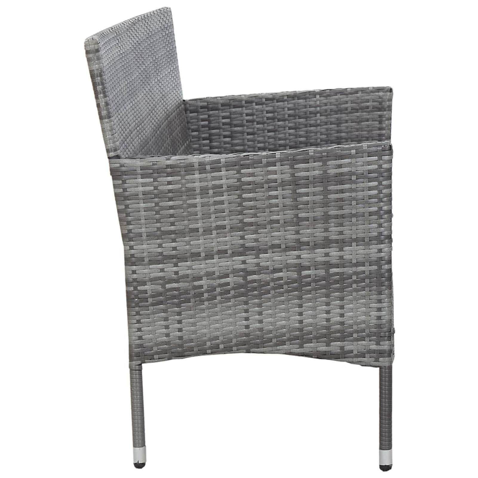 3-Seater Grey Poly Rattan Garden Sofa Set with Cushions - Outdoor Patio Furniture for Backyard, Poolside & Garden Relaxation