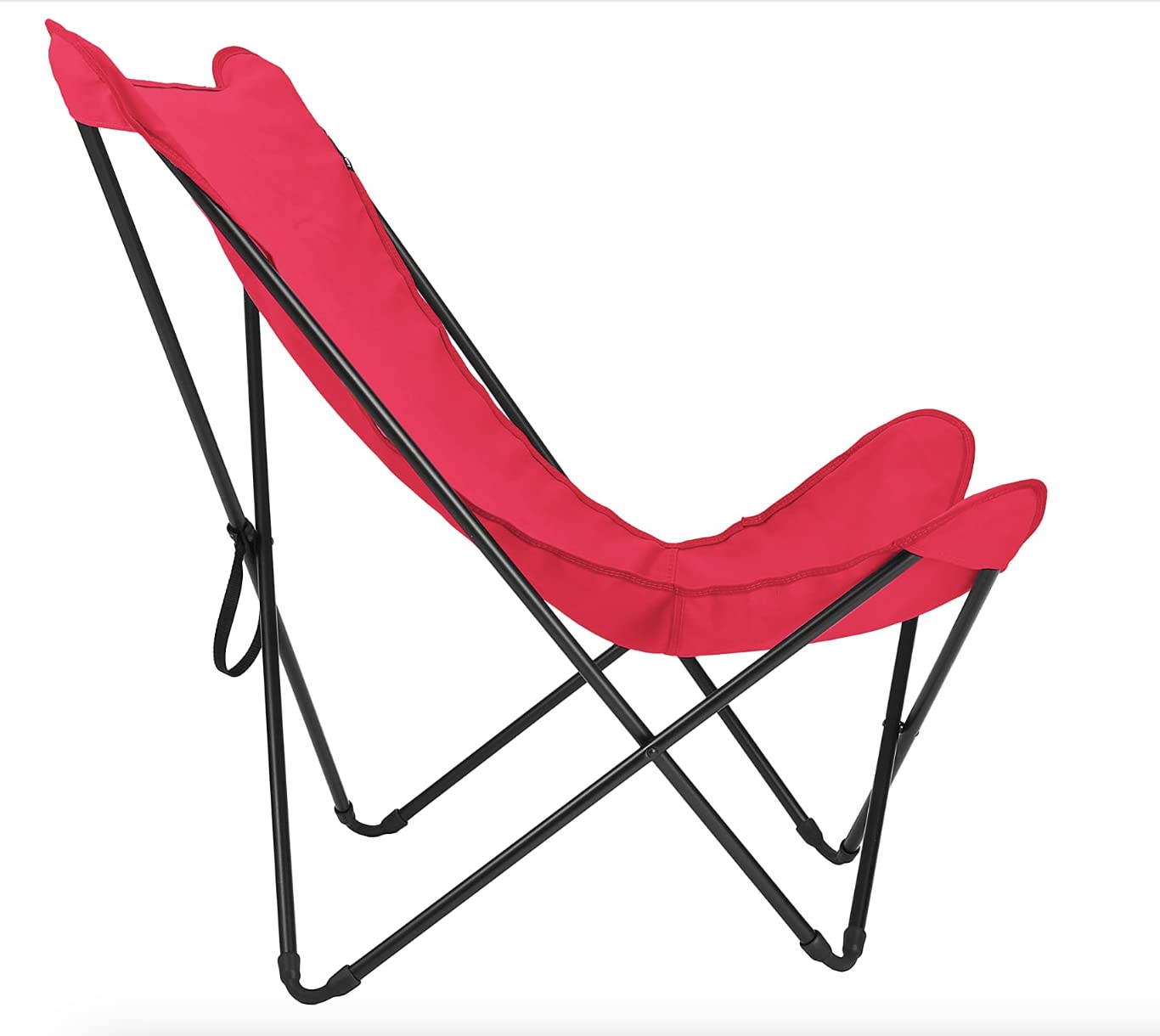 Lafuma Pop Up XL Lounge Chair - Extra Large Folding Butterfly Chair for Outdoor, Beach, Camping & Dorm - Comfortable Portable Recliner in Garance Red