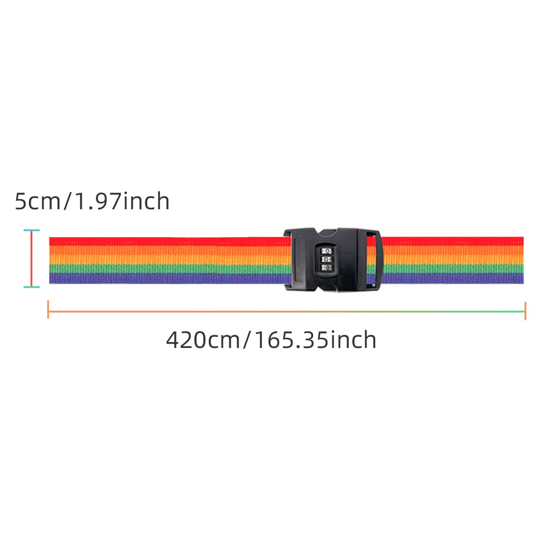 2Pcs Adjustable Heavy Duty Luggage Straps with Quick Release Buckles - Wide Rainbow Suitcase Straps for Travel Bags, Backpacks & Suitcases - Perfect for Airplane Check-in, Secure Packing & Organized Travel Accessories