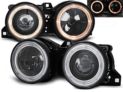BMW 3 Series E30 Headlights 1982-1994 - Angel Eyes Black Set for Night Driving