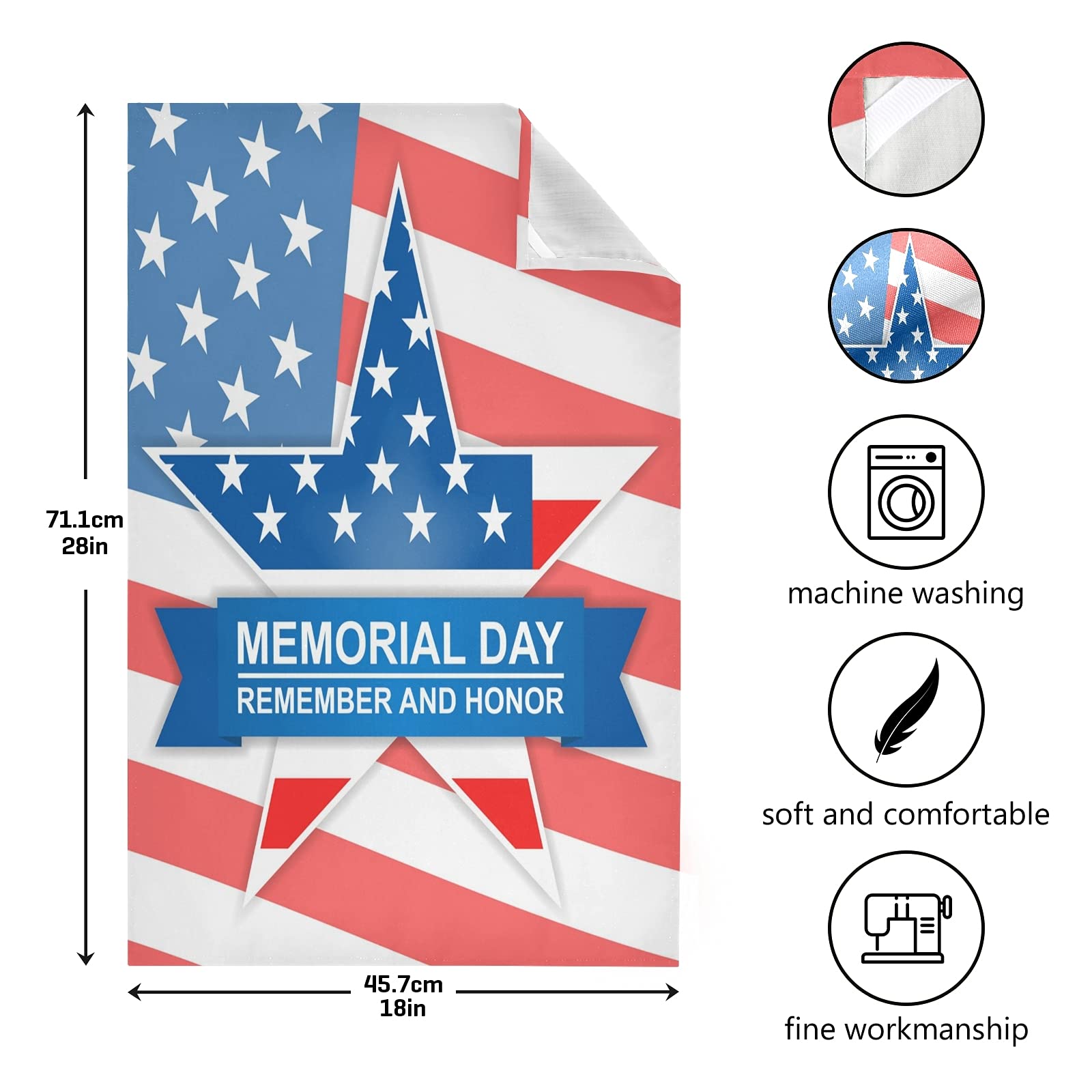Premium Star Print Kitchen Towels - Super Absorbent & Soft Dish Drying Cloths for Dishes, Hands & Counter Cleaning - 28x18 Inch Home Decor Towel for Memorial Day & Everyday Use in Kitchen, Dining & Party Decor