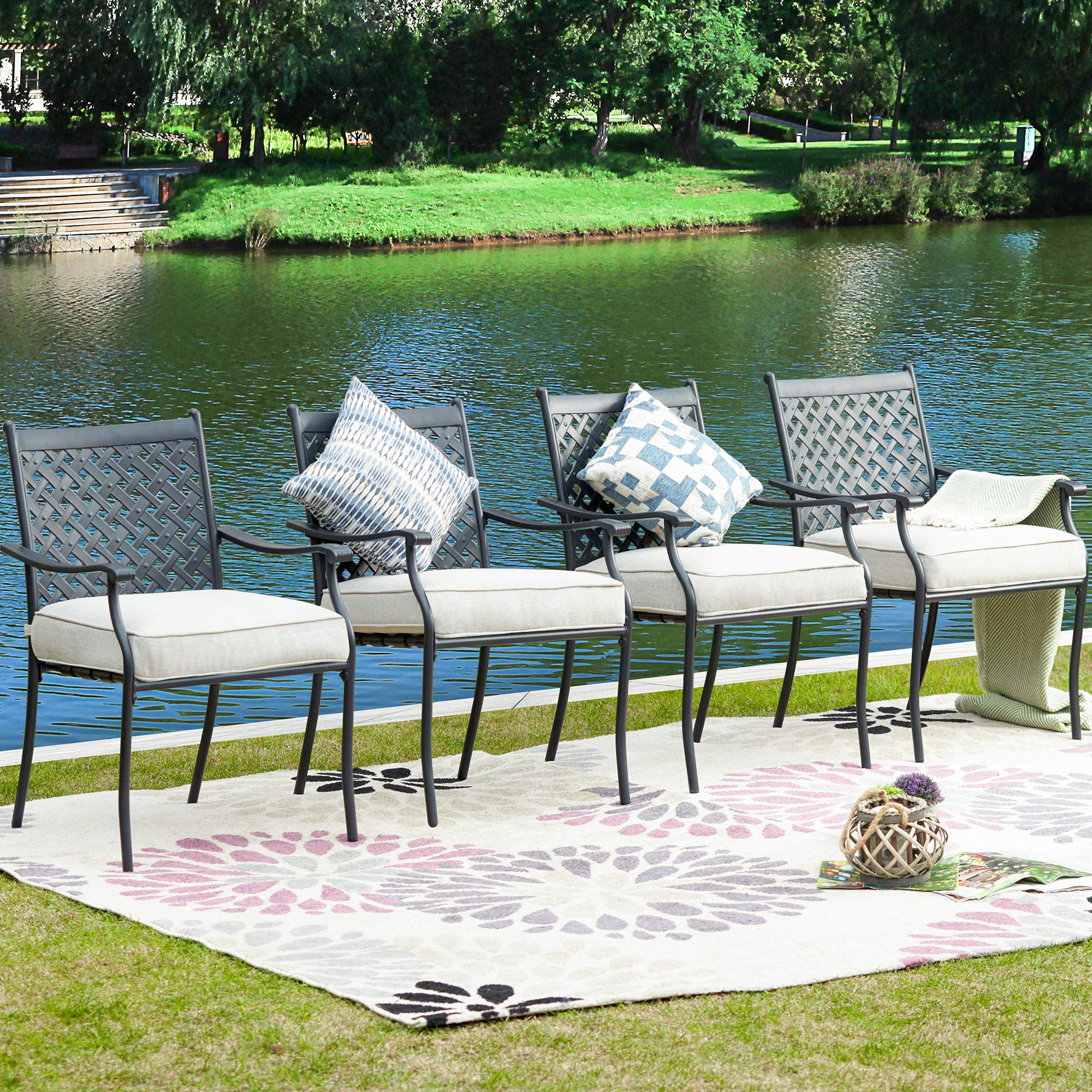 **4-Piece Patio Dining Chairs Set with 3.1