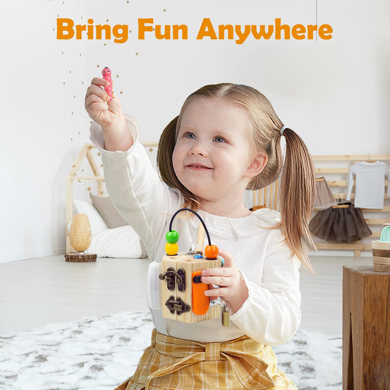 Busy Cube Sensory Board for Toddlers - Montessori Fine Motor Skills Toy for Kids 3+ Years | Travel Learning Activity for Babies & Preschoolers | Perfect for Airplane, Car Rides & Quiet Playtime