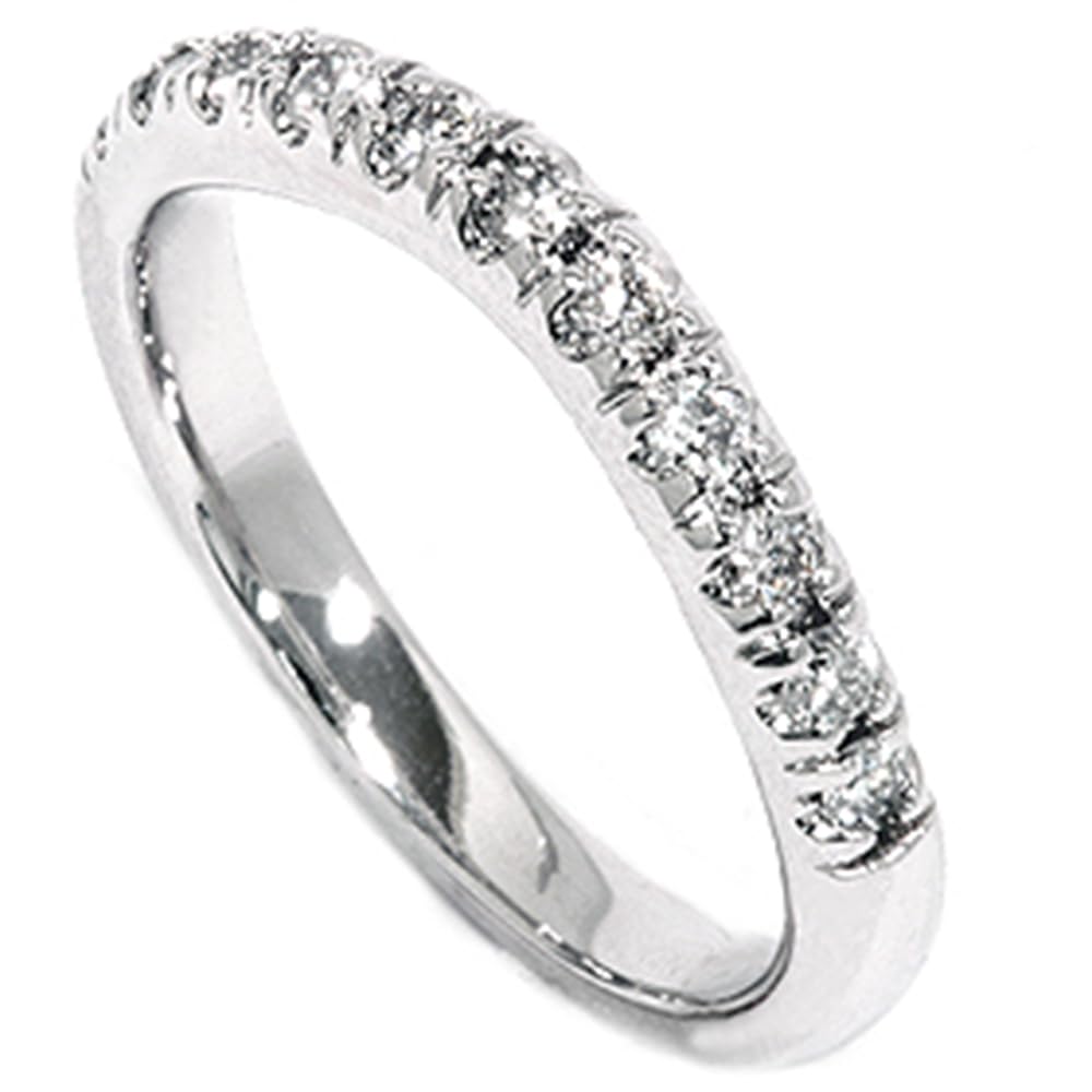 14K White Gold 1/4 Carat Diamond Curved Wedding Ring for Women - Elegant Bridal Jewelry, Engagement Gift & Anniversary Present