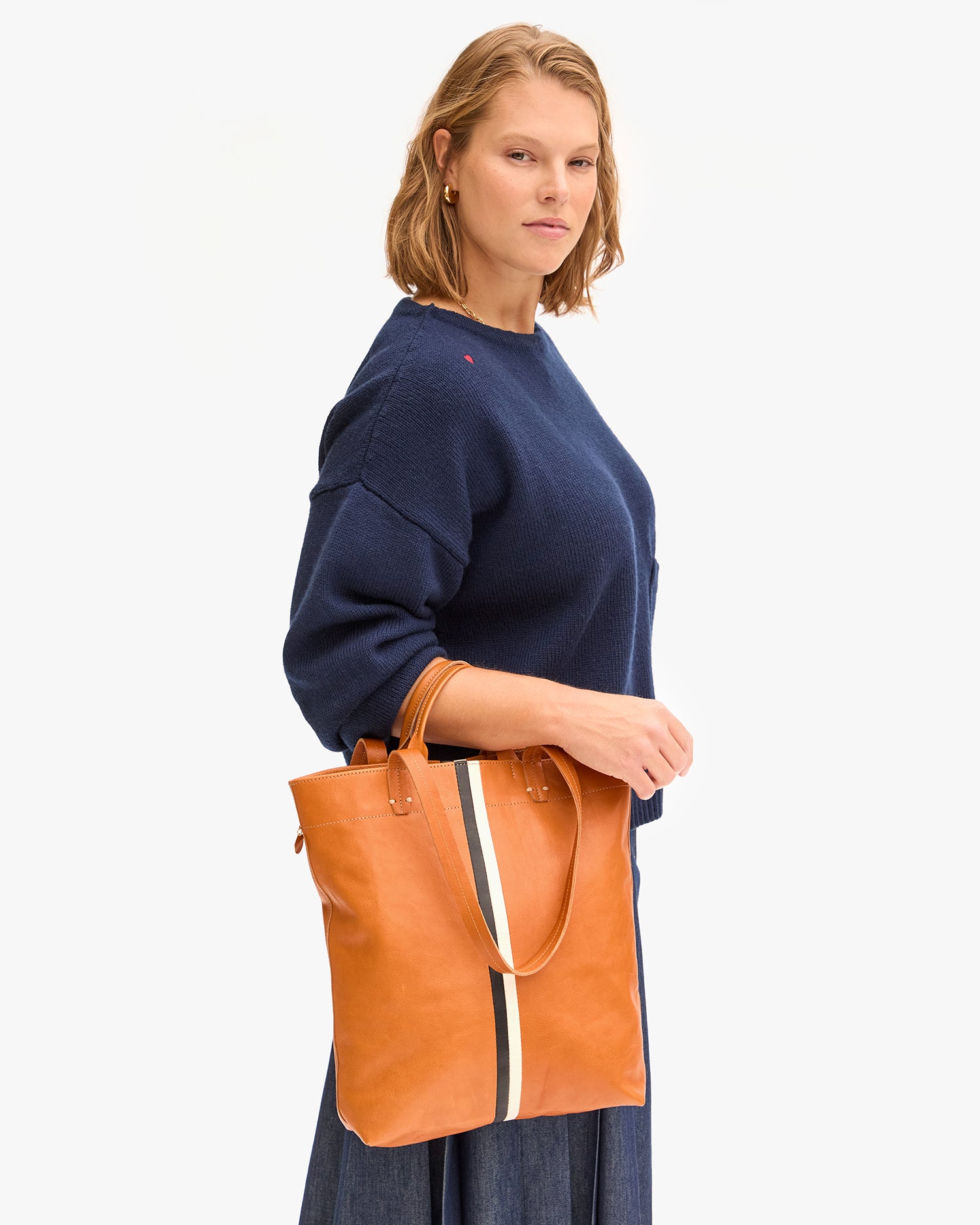 Micheline Tan Nappetto W Inlay Stripes Women's Fashion Handbag - Stylish Crossbody Purse for Work, Travel & Everyday Use