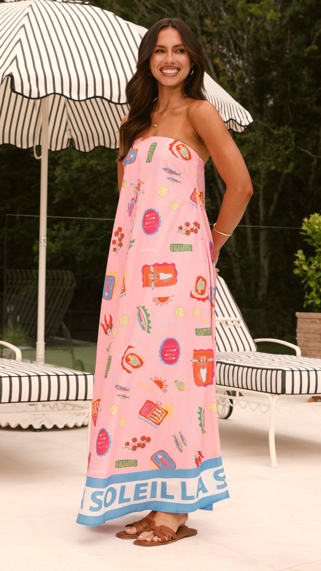 La Sirena Strapless Maxi Dress - Pink Soleil | Flowy Beach Cover Up, Summer Wedding Guest Dress, Boho Chic Vacation Outfit