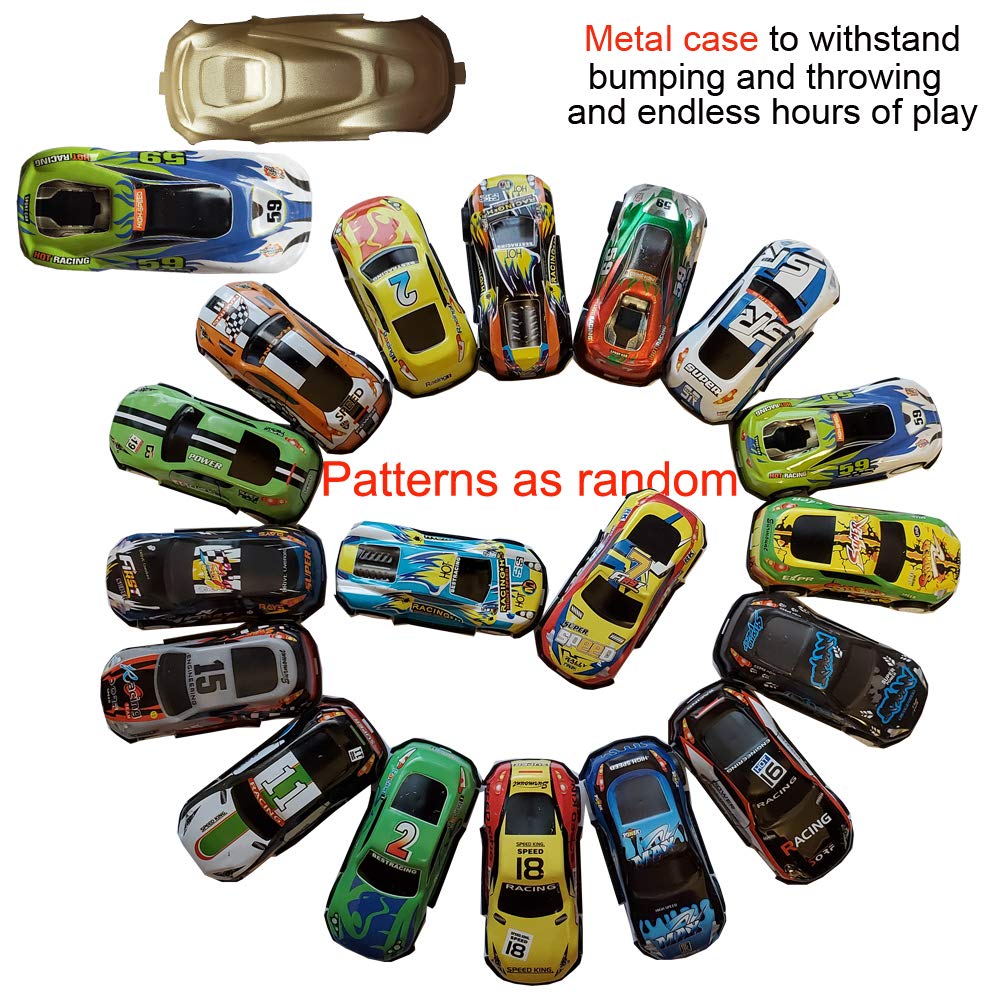18Pcs Metal Pull Back Racing Car Toy Set - Die Cast Race Car Vehicles with Friction Power for Toddlers & Kids (2.7 Inch) - Perfect for Birthday Gifts, Party Favors and Pretend Play