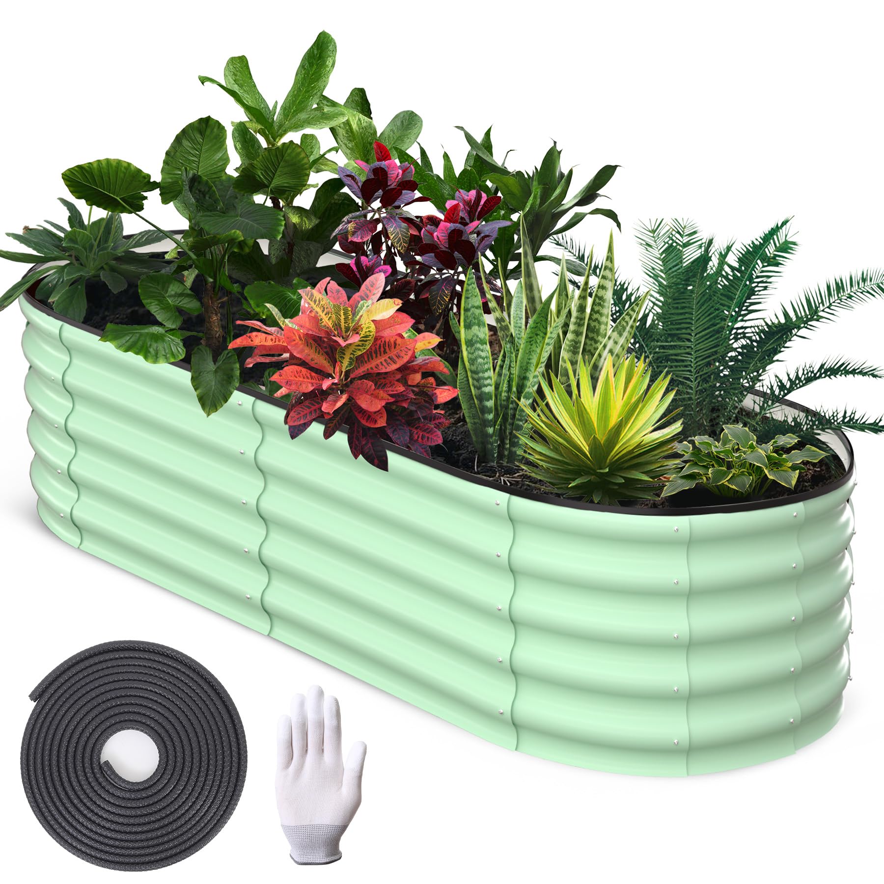 GARVEE 2 Pack 6'x3'x1.5' Oval Galvanized Steel Raised Garden Beds - Open Base Metal Planter Boxes for Vegetables, Flowers & Herbs - Easy Tool-Free Assembly - Large Outdoor Gardening Containers for Backyard, Patio & Urban Farming