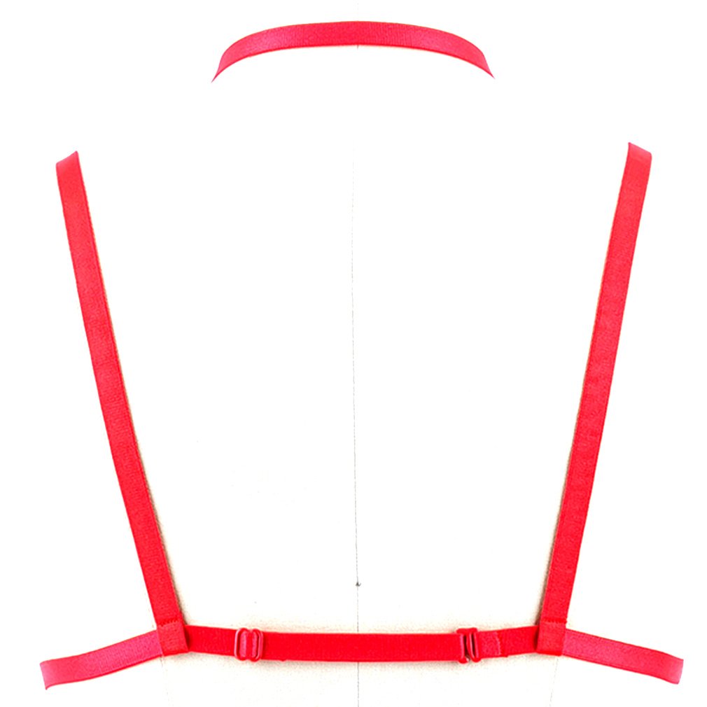Strappy Harness Caged Bralette - Women's Sexy Punk Gothic Lingerie Top for Rave & Festival (Red) | Perfect for Nightclubs, Concerts, and Edgy Fashion Outfits