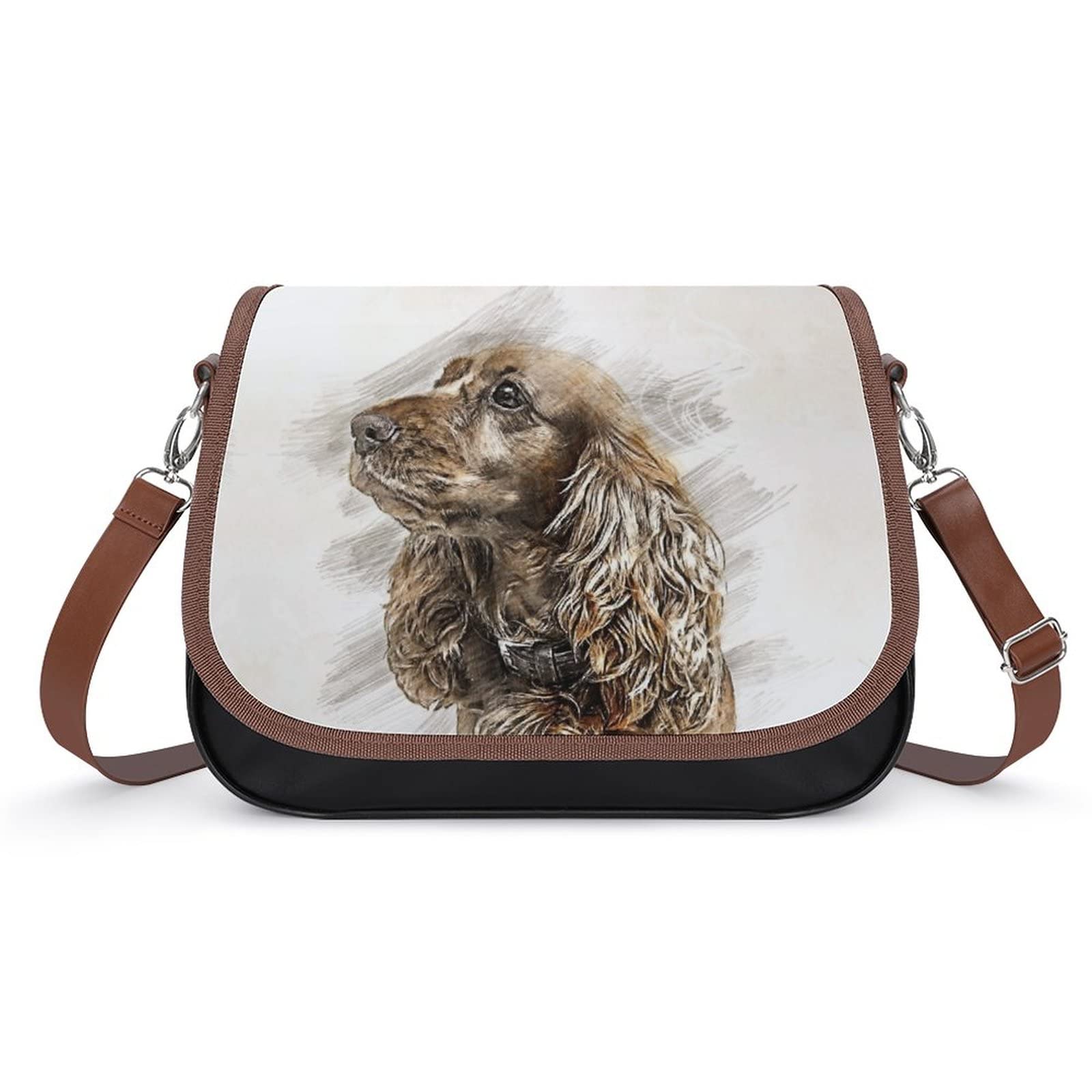 Stylish Women's Leather Crossbody Bag - Printed Casual Shoulder Messenger Purse with Adorable Dog Design | Perfect for Daily Use, Travel, Shopping & Work