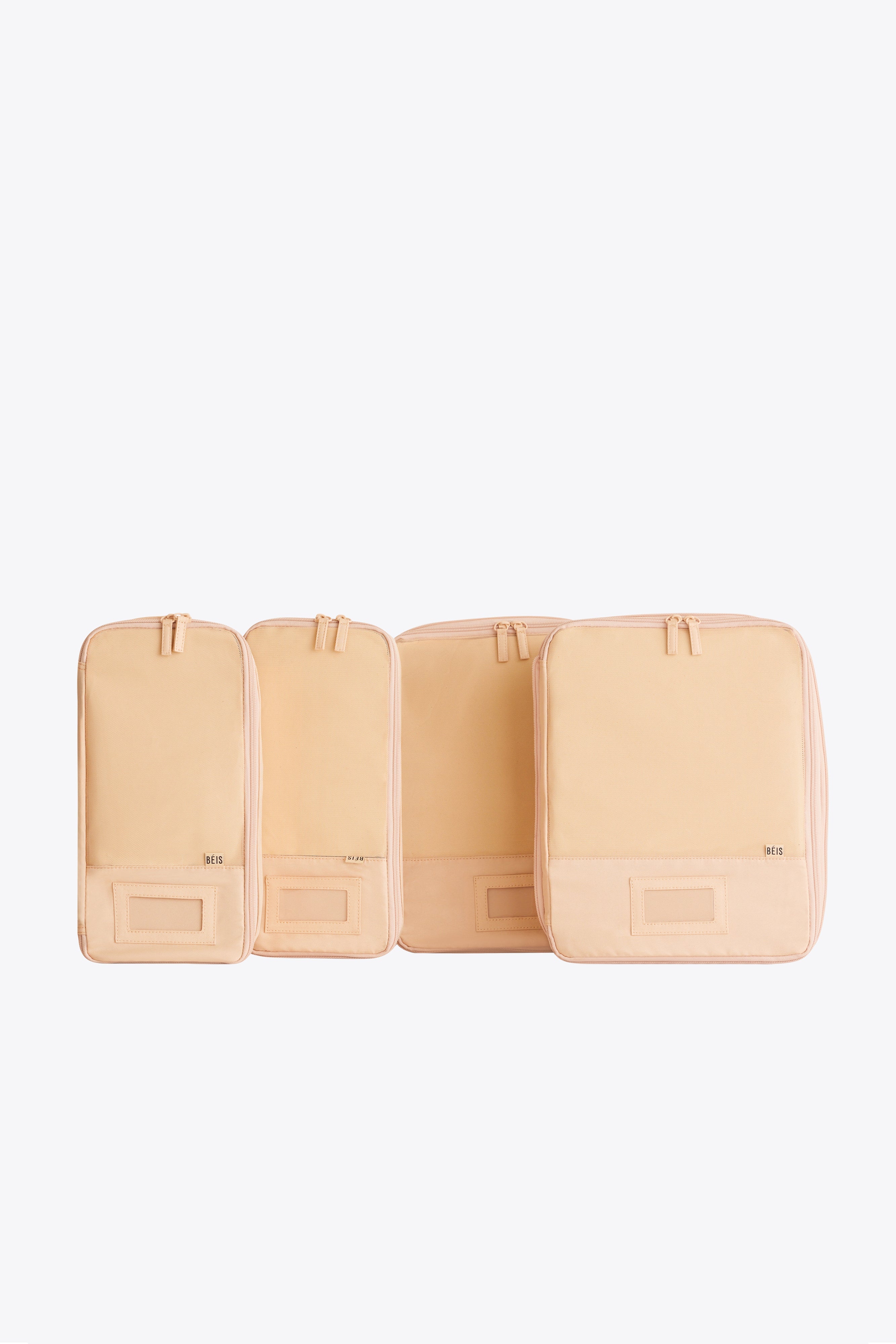 Beige Compression Packing Cubes Set of 4 - Space-Saving Travel Organizers for Suitcases & Backpacks - Perfect for Business Trips, Vacations & Weekend Getaways