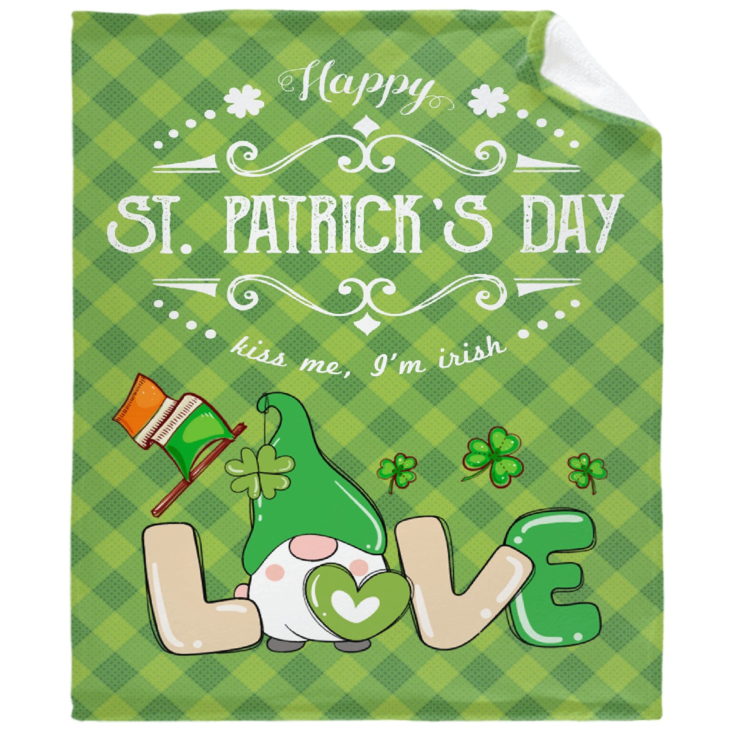 St. Patrick's Day Shamrock Fleece Blanket - Soft Lightweight Throw for Women & Girls (90x120in) - Perfect for Bed, Couch, Sofa, Travel, Camping & Family Use - Cozy Gift for Irish-Themed Celebrations