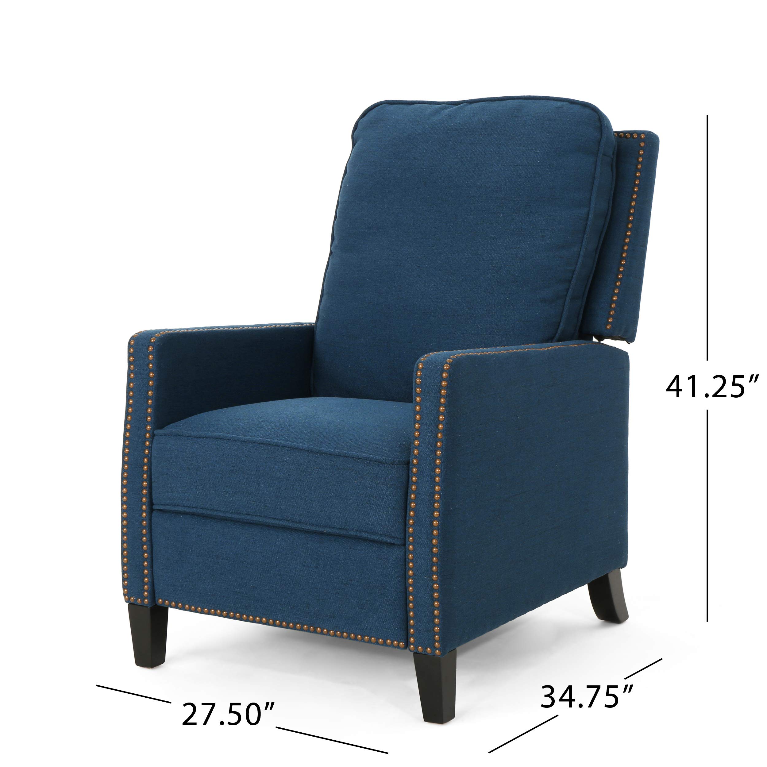 Christopher Knight Home Armstrong Recliner - Navy Blue & Dark Brown Leather Reclining Chair for Living Room, Home Theater & Office Comfort
