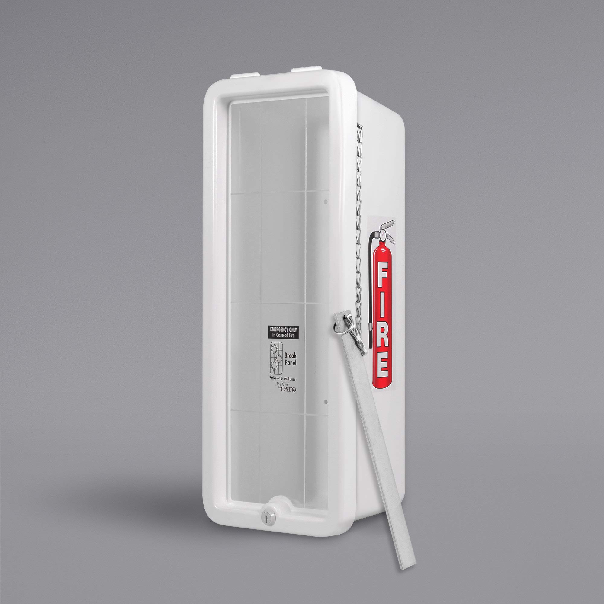 White Surface-Mounted Fire Extinguisher Cabinet with Breaker Bar - Holds 10 lb Extinguishers | Lockable Fire Safety Box for Outdoor & Indoor Wall Mounting | Ideal for Garages, Kitchens, Workshops & Commercial Buildings