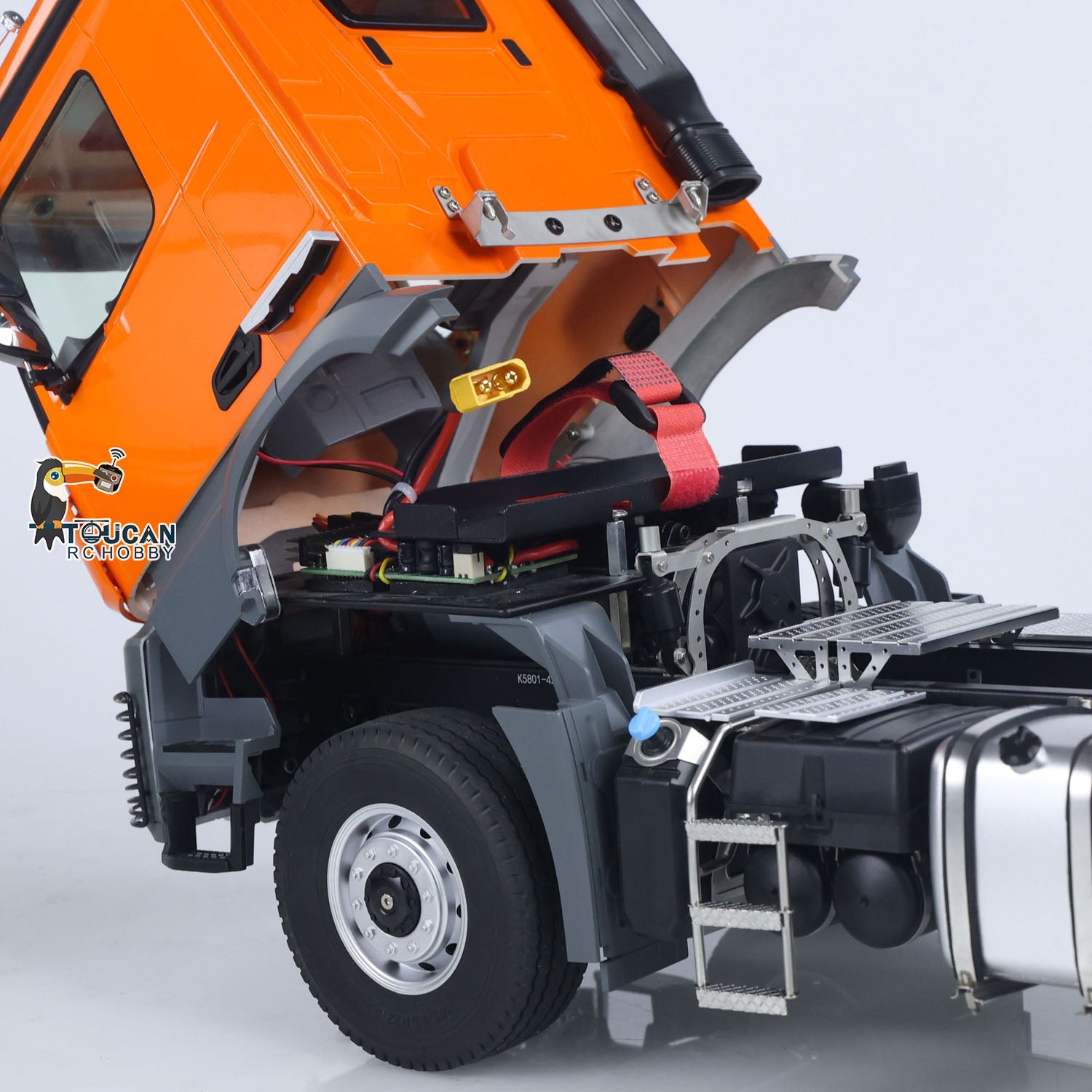Kabolite 1/14 Scale 4X4 RC Tractor Truck with 3 Axles, Electric Lifting Dump Trailer, 2-Speed RTR Remote Control Hobby Model - Perfect for Off-Road Adventure & Construction Site Play