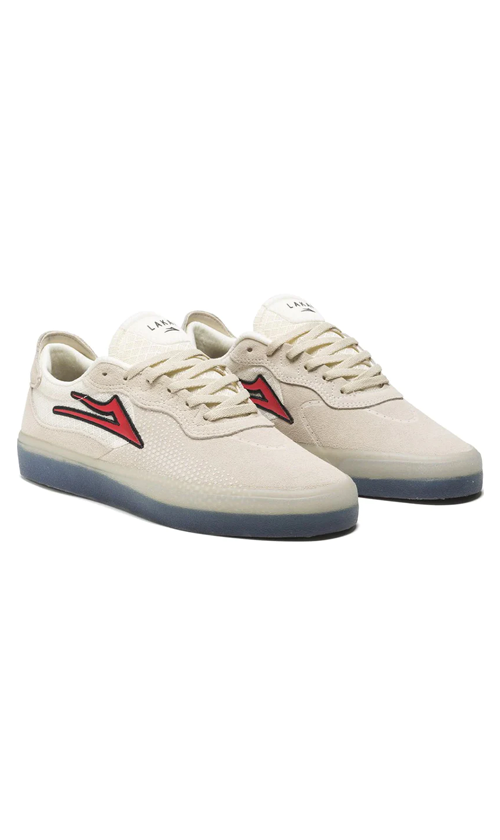 Lakai Essex Suede Skate Shoes for Men - White/Red - Comfortable & Durable Sneakers for Skateboarding & Casual Wear