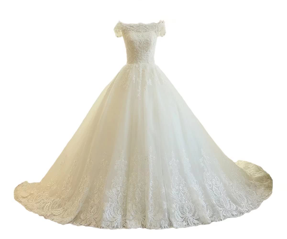 Elegant TRHTX Beaded V-Neck Lace Long Sleeve A-Line Tulle Wedding Dress for Bride - Perfect for Church Ceremonies, Beach Weddings & Formal Receptions