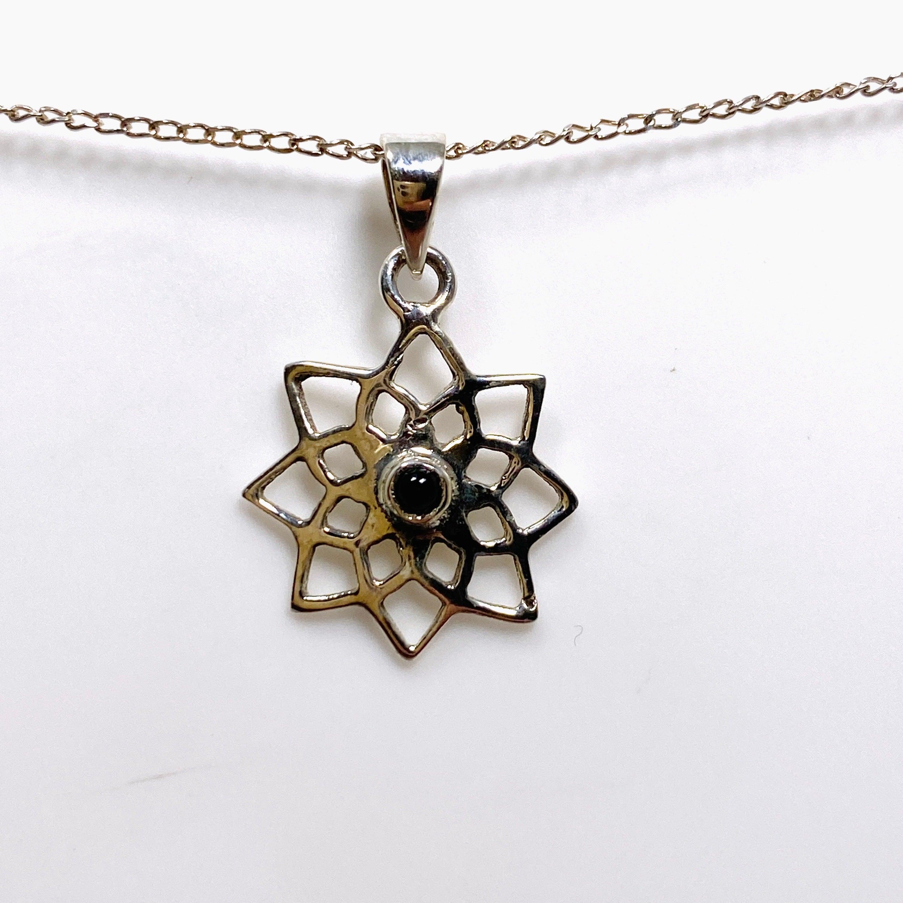 Round Gemstone Flower Pendant Necklace G2269 - Elegant Jewelry for Women, Perfect for Weddings, Parties & Special Occasions