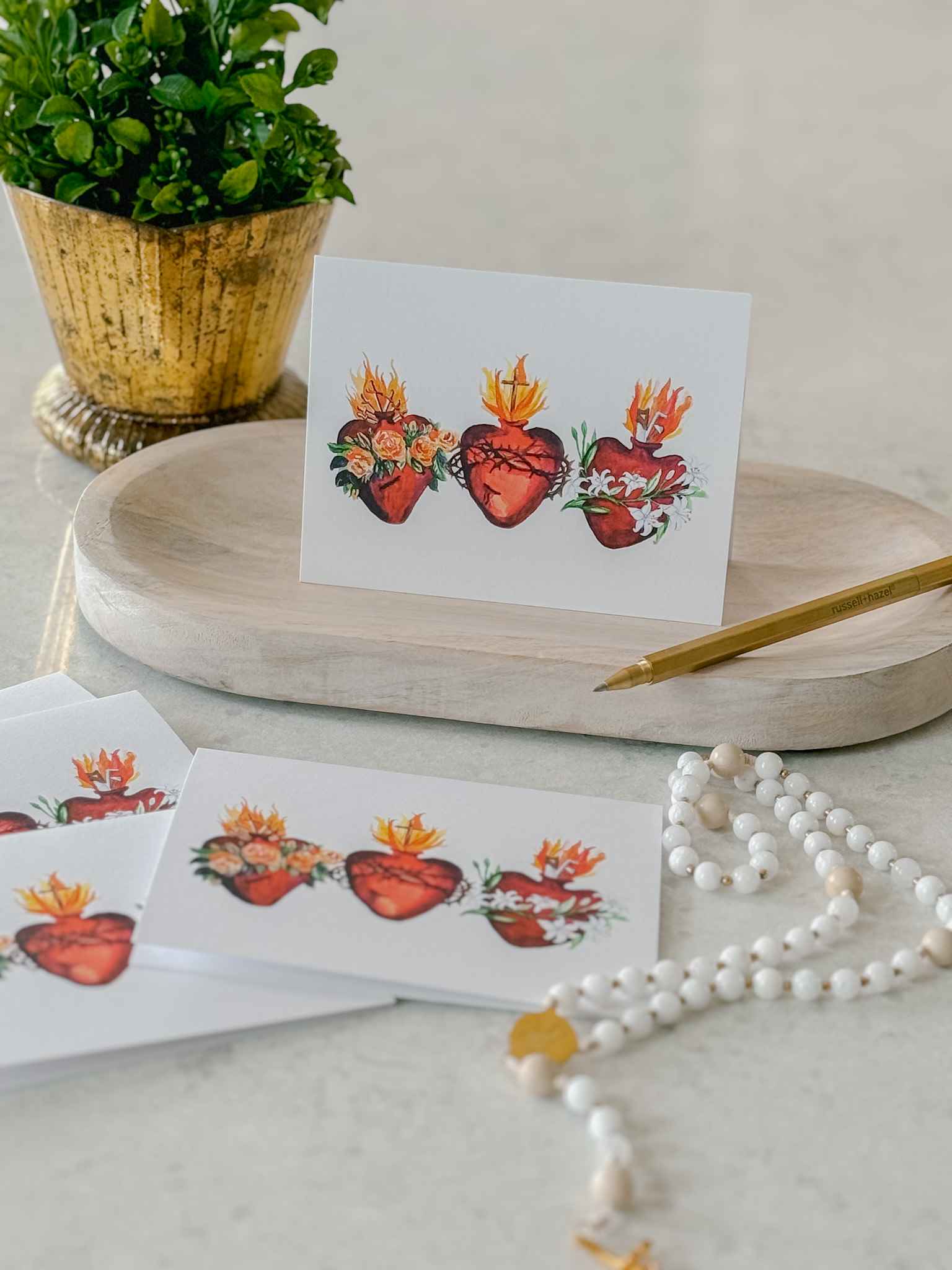 Hearts of the Holy Family Greeting Cards - Set of 5 Religious Christmas Cards for Family, Friends & Church Members - Perfect for Holiday Gifts, Christmas Wishes & Religious Celebrations