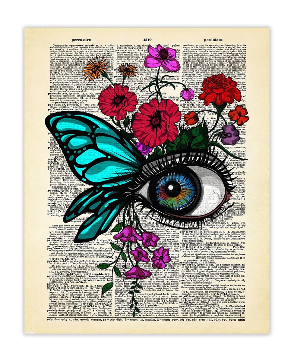 Vintage Floral Eye Wall Art - 8x10 Unframed Halloween Decor for Gothic & Witchy Homes