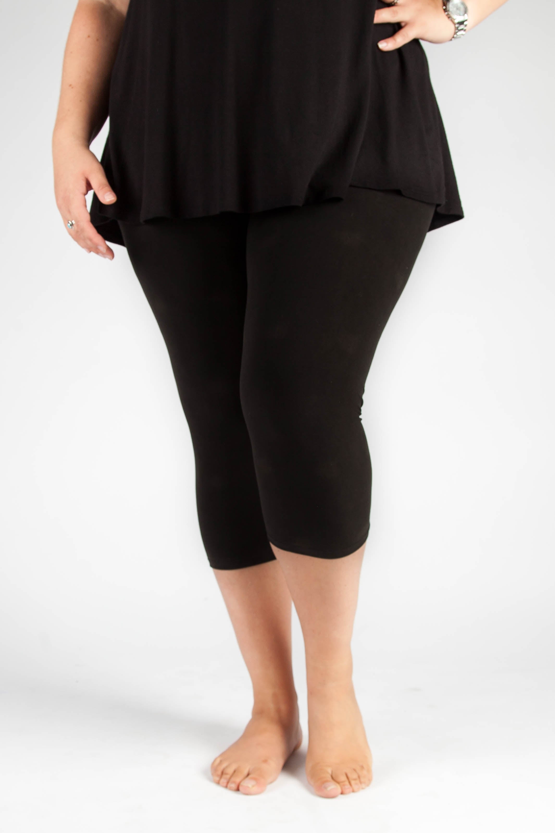 Black Plus Size Capris Pants for Women (3X 5X) - Comfortable Stretch Yoga Pants for Casual Wear, Workout & Lounge