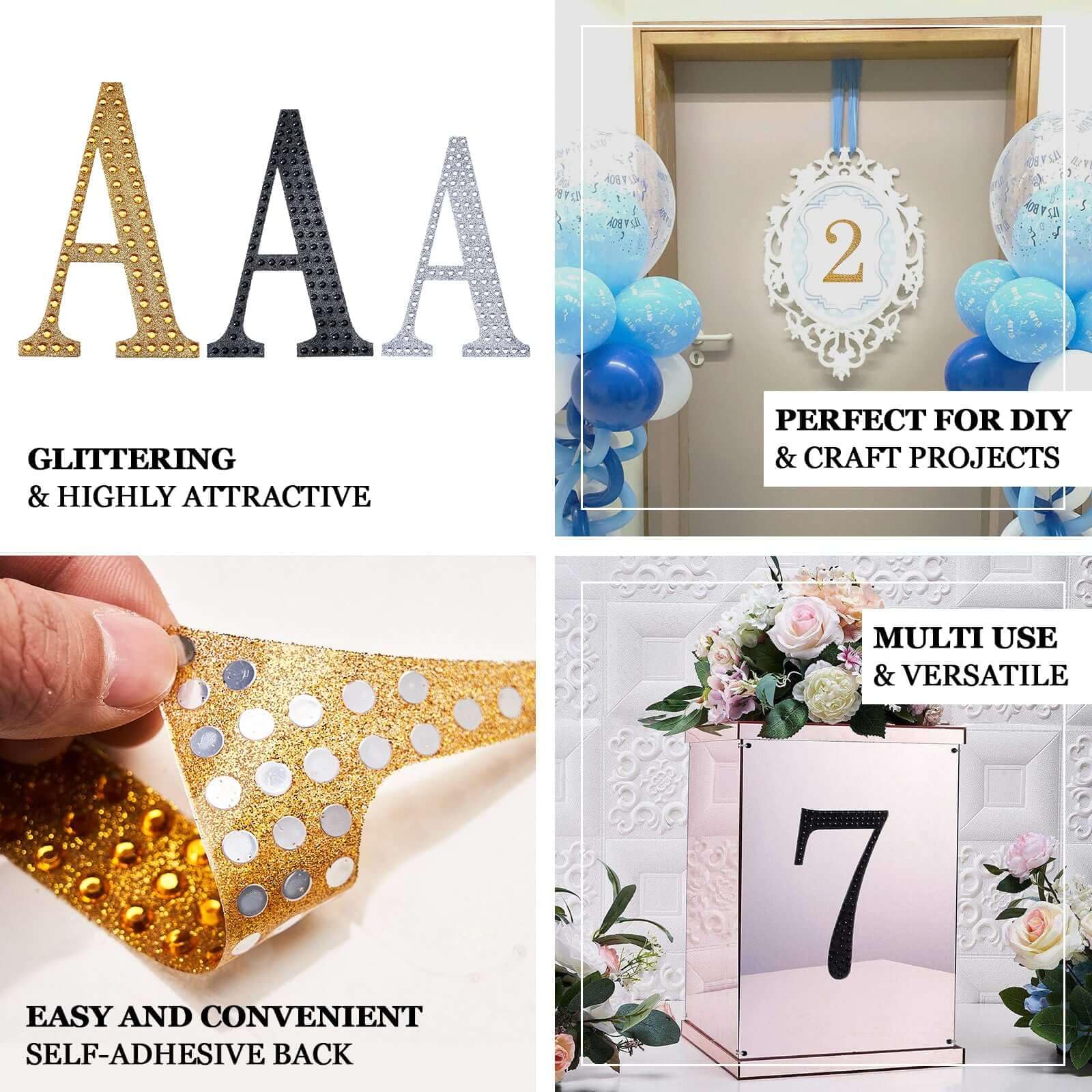 Efavormart 6 Inch Silver Self-Adhesive Rhinestone Letter B Stickers - DIY Crafts, Scrapbooking, Graduation Cap Decor, Wedding & Birthday Party Supplies - Perfect for Home Decor, Gift Wrapping, and Personalized Projects
