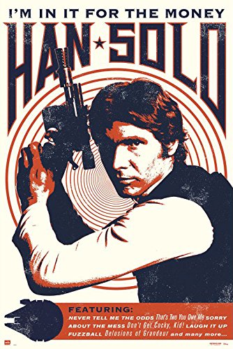 Vintage Star Wars Han Solo Movie Poster 24x36 Inches - Retro Style Wall Art with Iconic Quotes - Perfect for Home Theater, Game Room & Office Decor