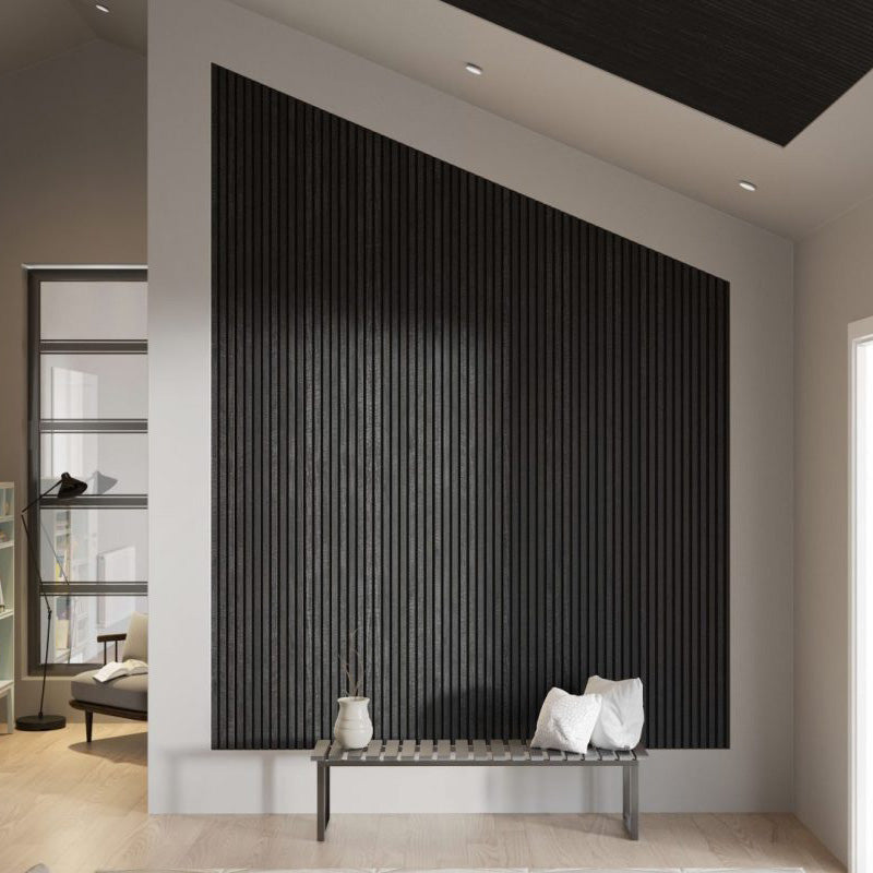 WOODFLEX Flexible Acoustic Wood Slat Wall Panel - Black Veneer Soundproofing Panel 106