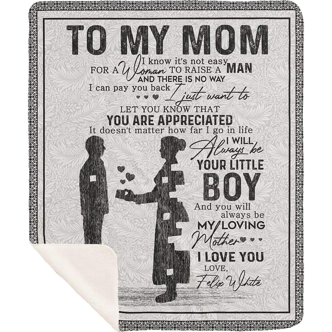 **Personalized Mom Blanket Custom with Kids Names - Sherpa Throw for Mother's Day, Birthday Gift - 