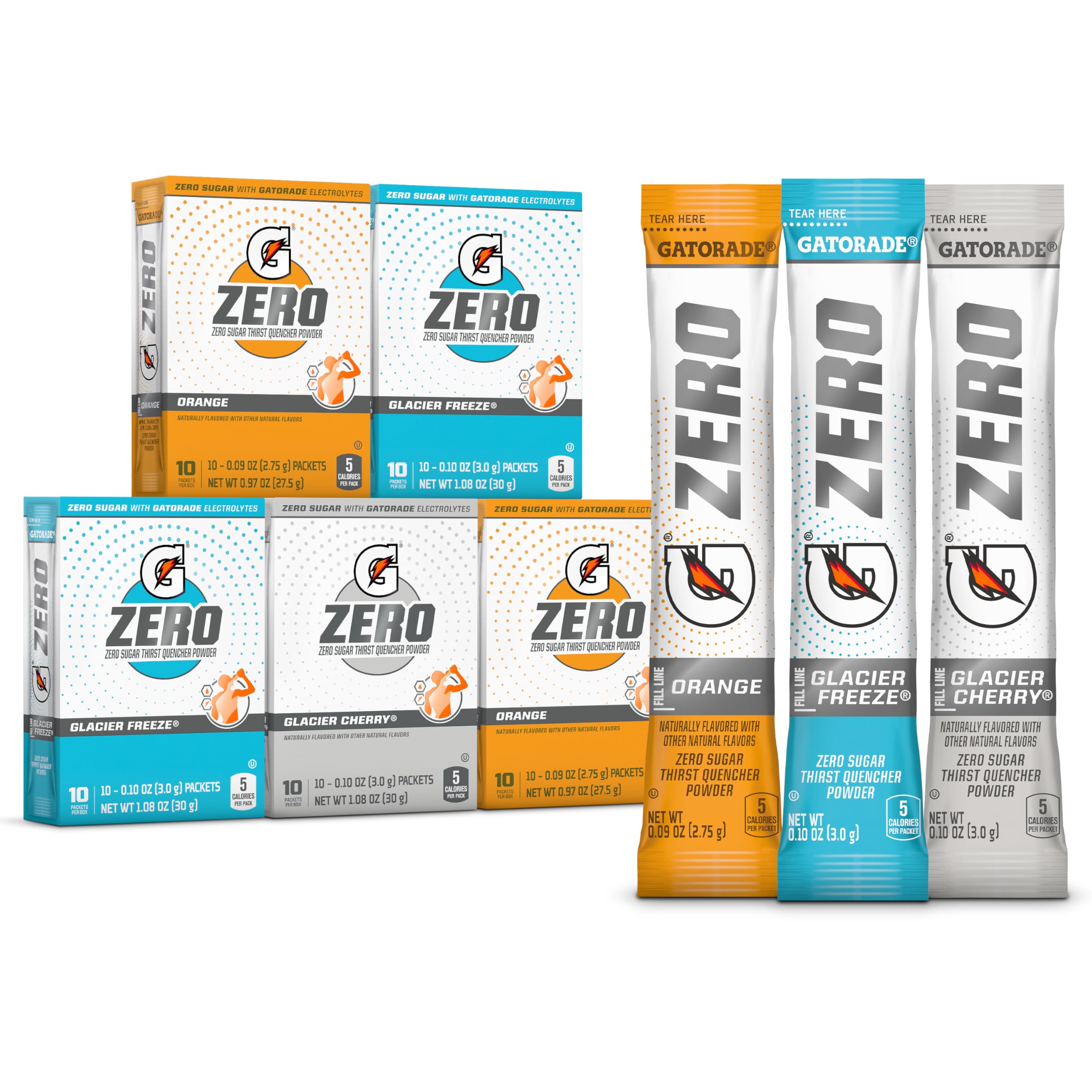 Gatorade G Zero Powder, Glacier Cherry Variety Pack - 10 Count (Pack of 5), 0.10oz Individual Packets | Sugar-Free Electrolyte Drink Mix for Athletes | Perfect for Workouts, Sports & Hydration On-The-Go