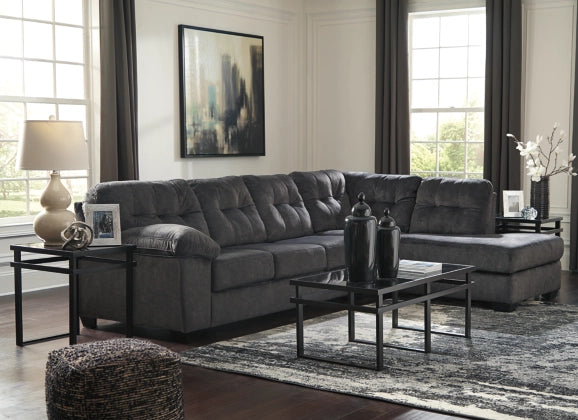 Accrington 2-Piece Sectional Sofa with Right-Hand Facing Chaise in Granite Fabric - Perfect for Living Room, Family Room & Home Theater Comfort