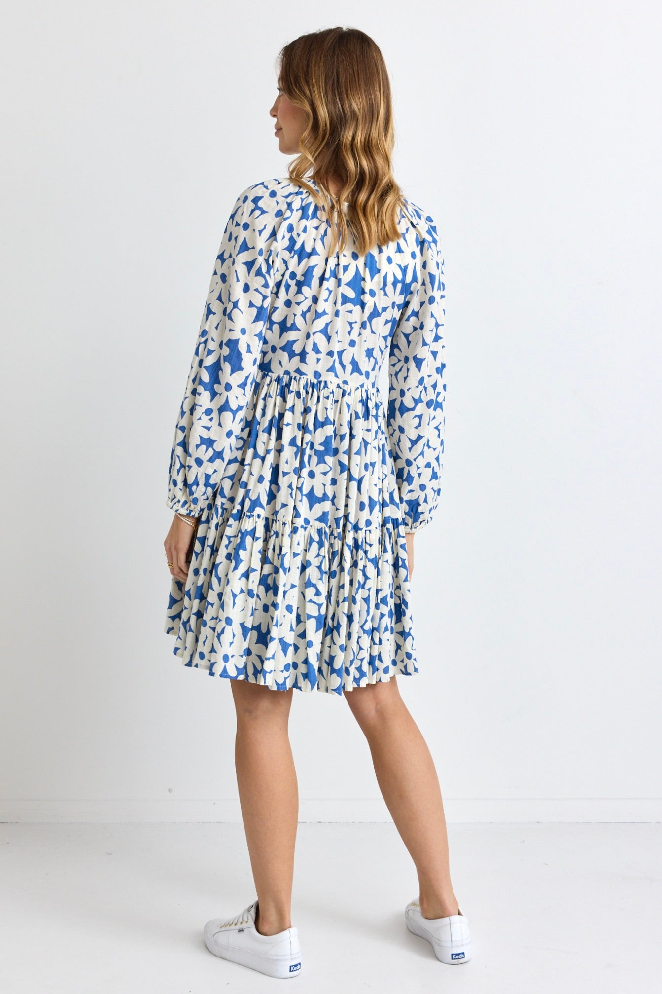 Airy Blue Floral V-Neck Mini Dress - Lightweight Summer Dress for Beach, Party & Casual Wear
