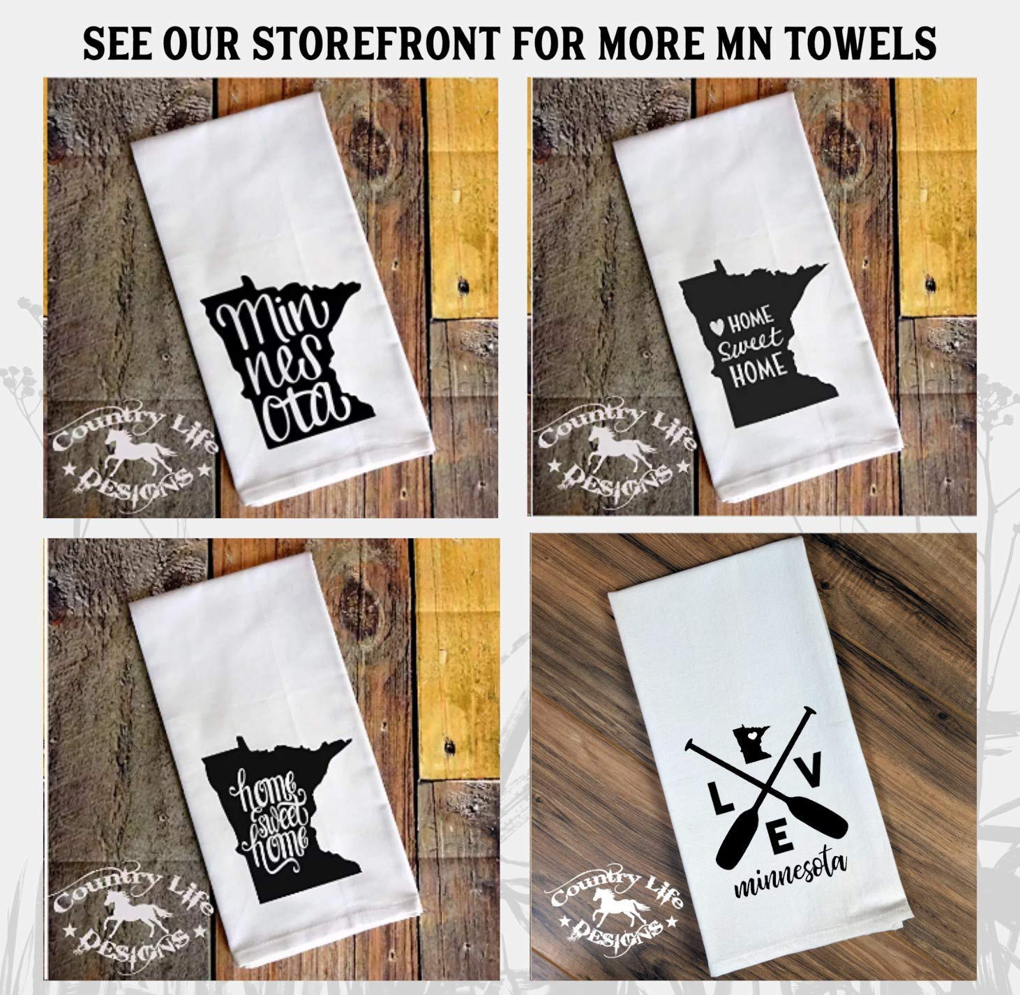 Premium Flour Sack Towel - Minnesota State Heart Design | Soft & Absorbent Kitchen Towels for Cooking, Baking & Home Decor | USA Made