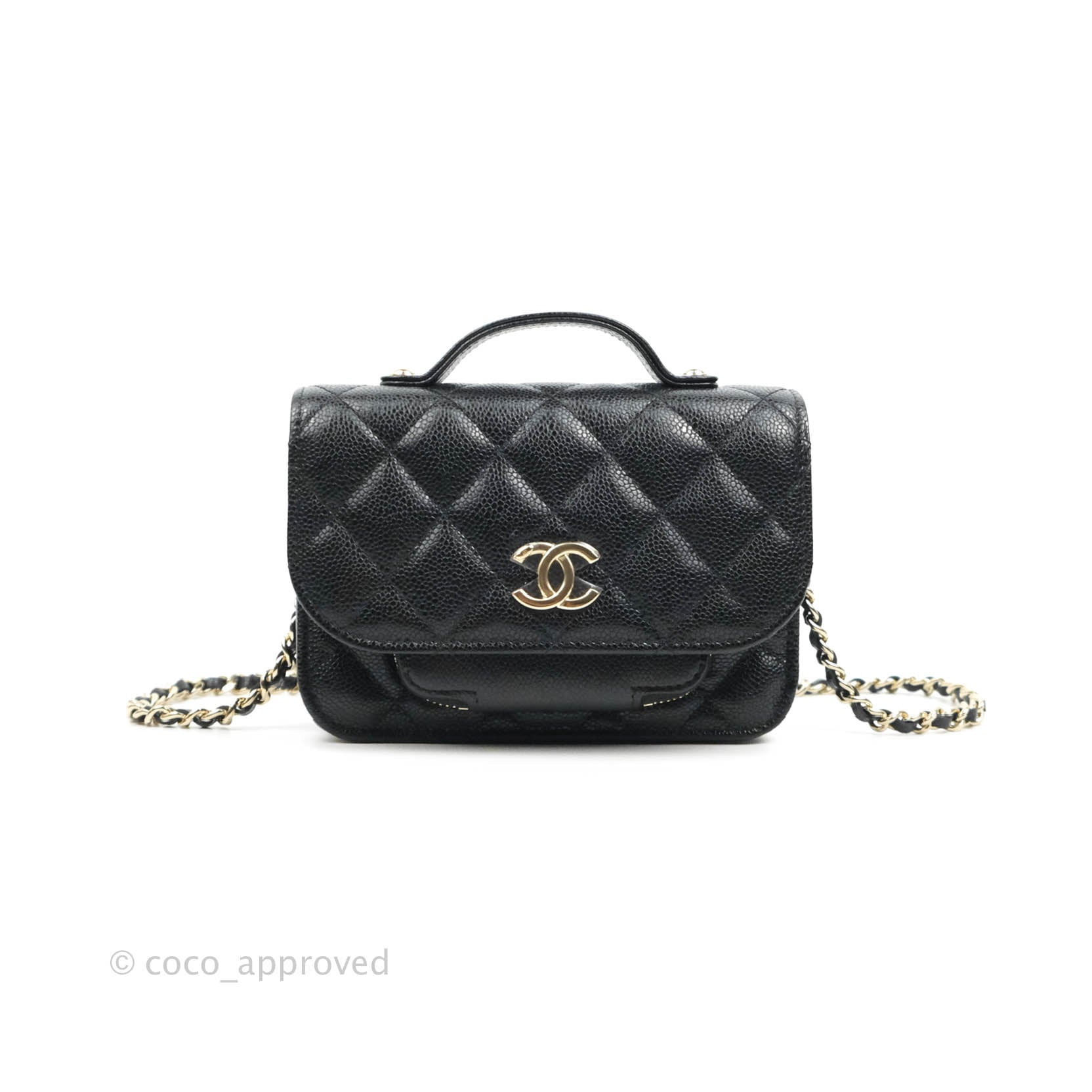 Chanel Business Affinity Clutch with Chain - Black Caviar Leather & Gold Hardware - Perfect for Work, Evening Events & Luxury Gift Giving
