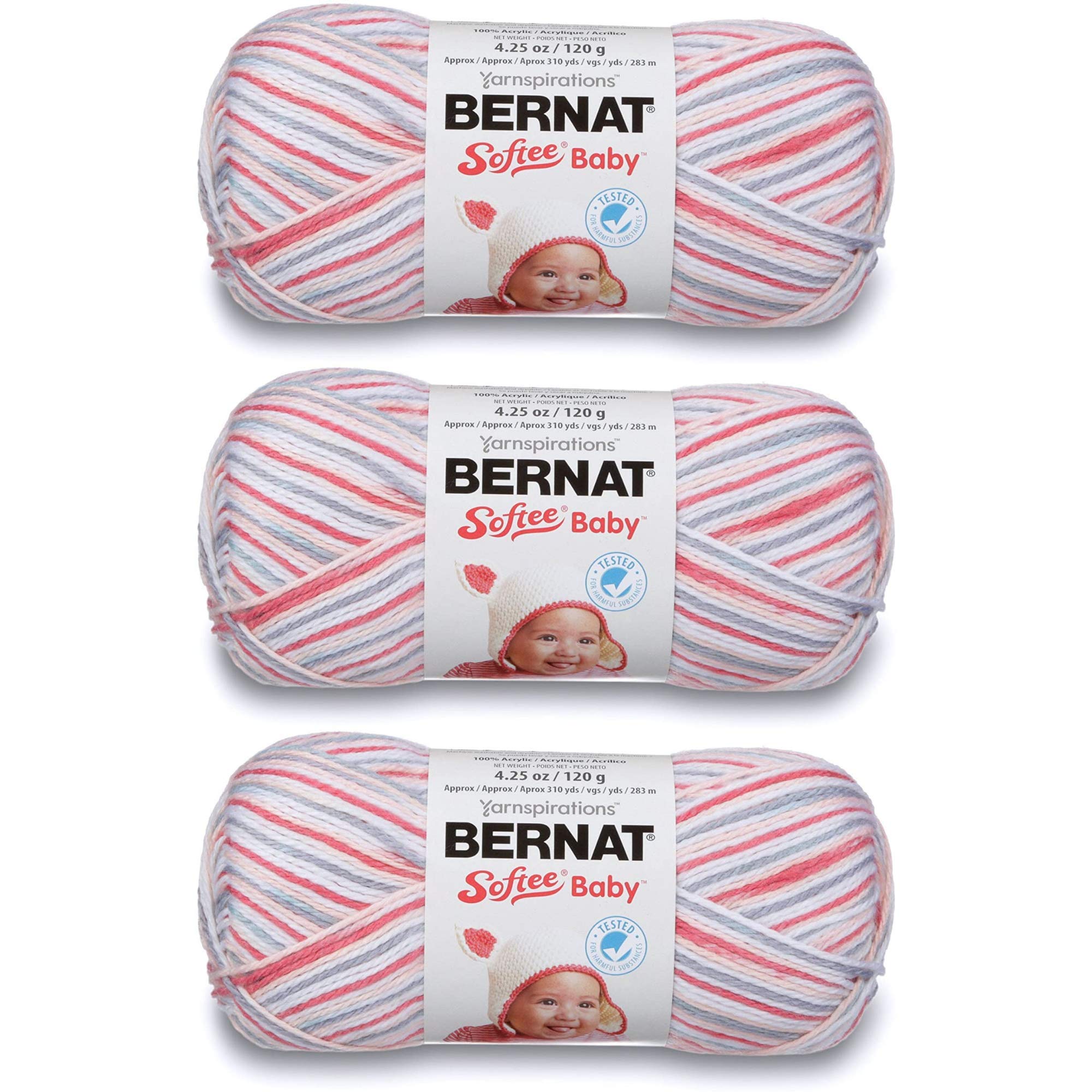 Bernat Softee Baby Yarn - Ombres Princess Pebbles - Soft Baby Blanket Yarn for Knitting & Crocheting - Perfect for Baby Blankets, Hats & DIY Crafts