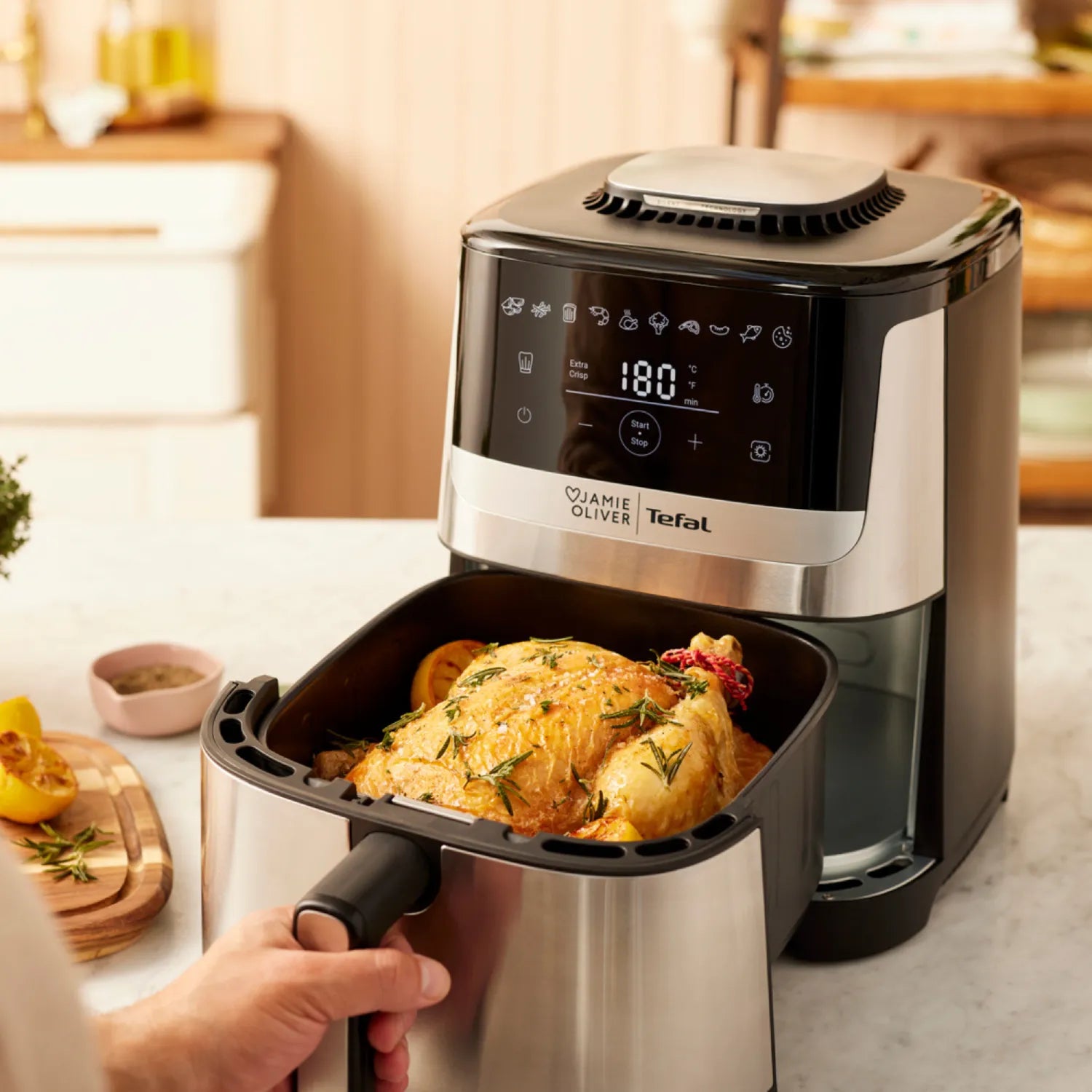Tefal EY55JD Jamie Oliver Quiet & Easy Air Fryer – Healthy Oil-Free Cooking for Family Meals, Snacks & Quick Dinners