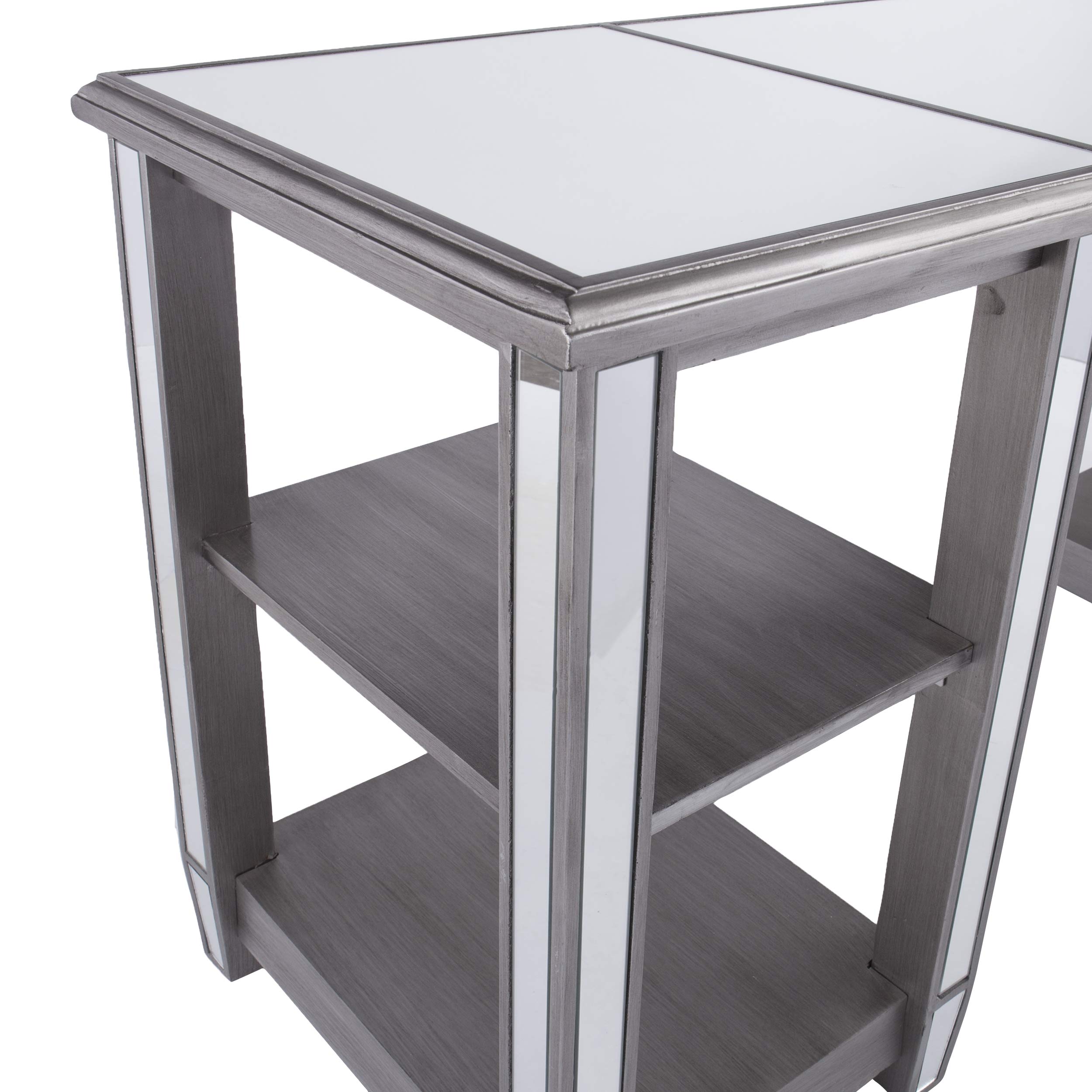 SEI Furniture Wedlyn Mirrored Desk - Silver Finish Modern Writing Desk with Mirror for Home Office, Bedroom, or Dressing Room