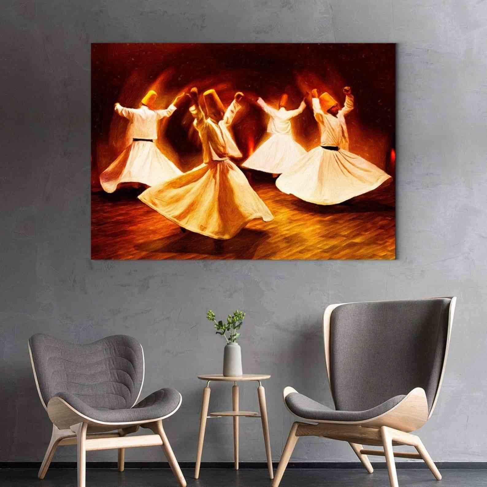 Custom Canvas Print of Whirling Dervish - Islamic Wall Art Decor for Home & Office | Spiritual Gift for Muslim Friends & Family