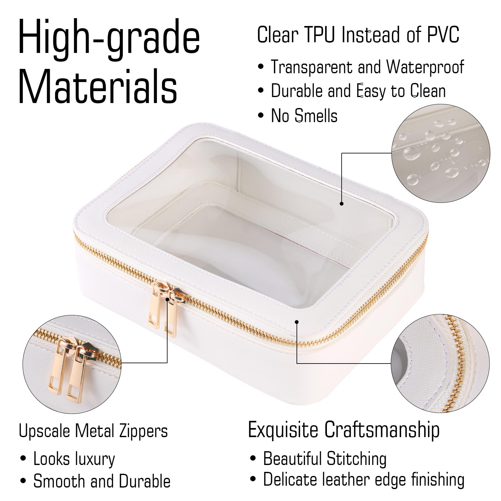 Waterproof Clear Toiletry Bag Set - Small Cosmetic & Makeup Organizer with Zipper for Women | Travel, Purse & Car Storage | Perfect for Airplane Trips, Gym & Daily Essentials