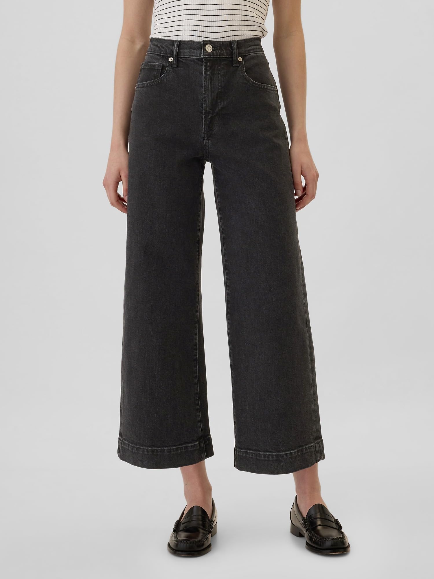 GAP Women's High Rise Wide Leg Cropped Jeans - Stretch Denim Pants for Casual & Work Outfits | Comfortable Everyday Wear for Spring & Summer