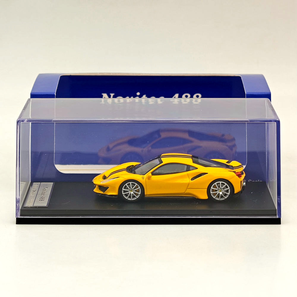 1:64 Scale Ichilan Ferrari Novitec 488 Pista Yellow Diecast Model Car - Super Racing Sports Collectible for Display & Gift Giving