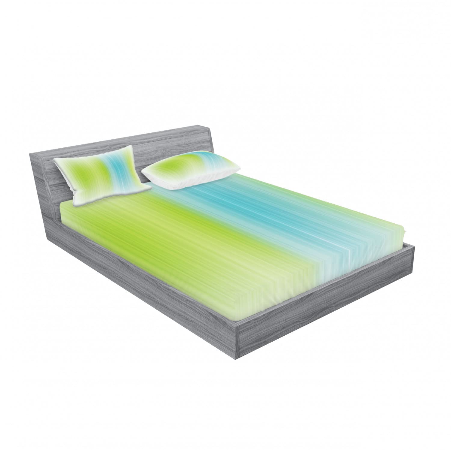 Ambesonne Green 2-Pack Fitted Sheet & Pillow Sham Set, Digital Stripes Vertical Design, 4-Piece Bedding Set - Includes 2 California King Fitted Sheets & 4 Pillow Covers in Green & Blue | Perfect for Master Bedroom, Guest Room & Vacation Home Decor