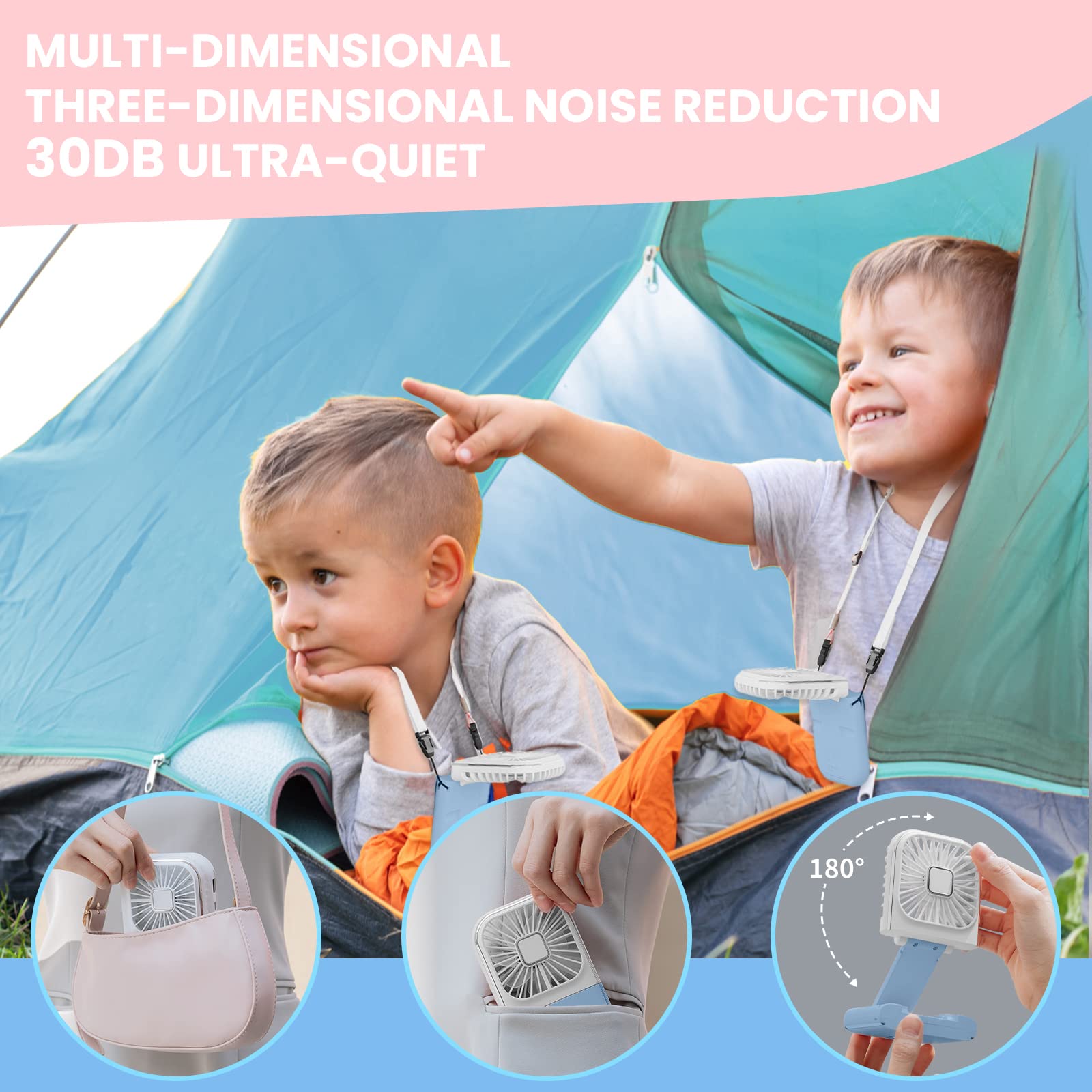 Portable Mini Fan - Blue Foldable Handheld Fan with Power Bank, USB Rechargeable, Phone Holder & 4 Speed Settings - Perfect for Women, Kids, Travel, Outdoor, Office & Home Use | Stay Cool Anywhere