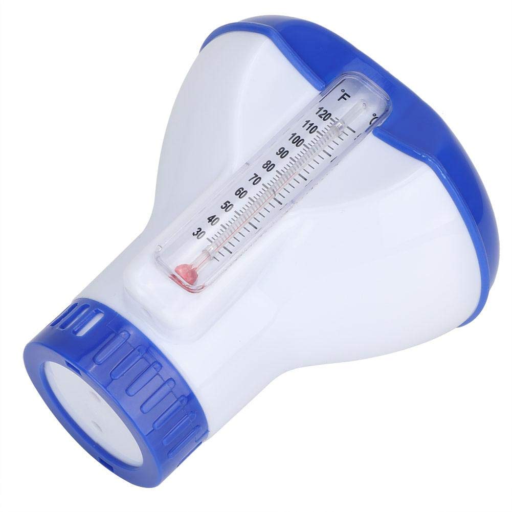 Floating Pool Chemical Dispenser with Thermometer & Tablet Holder - Automatic Chlorine Tablet Dispenser for Swimming Pools, Spas & Hot Tubs - Maintains Clean Water for Backyard, Inground & Above Ground Pools