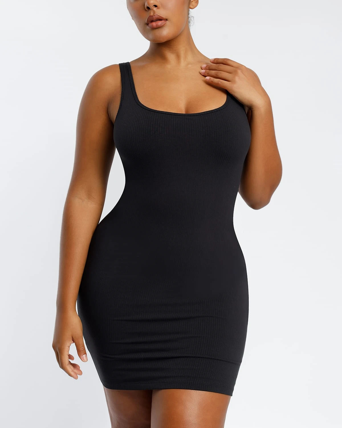 Stylish Cozy Ribbed Low Back Shaping Dress for Women - Perfect for Date Night, Parties & Special Occasions