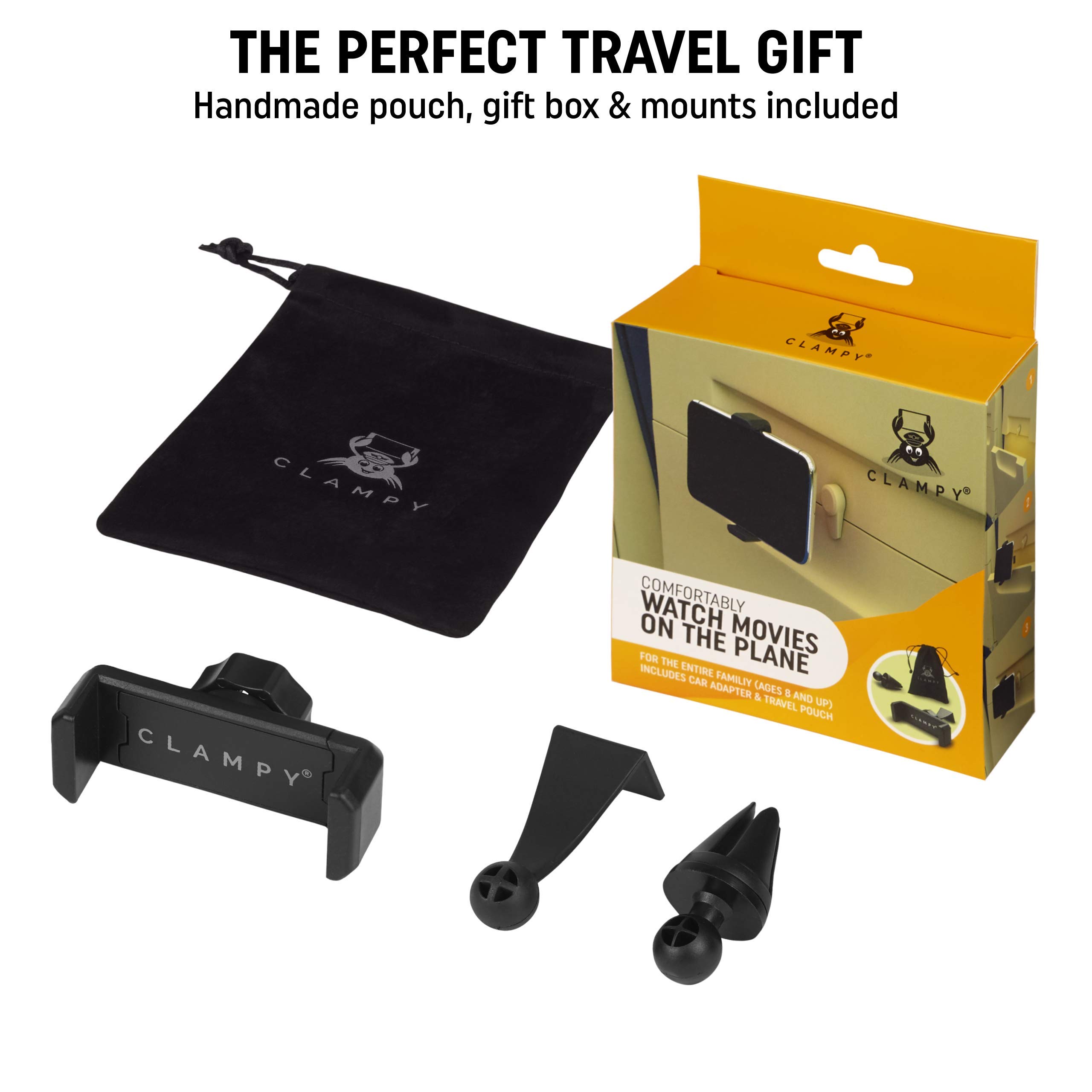 Adjustable Universal Phone Holder for Airplane Travel - Black | Car, Office, Home & Plane Use