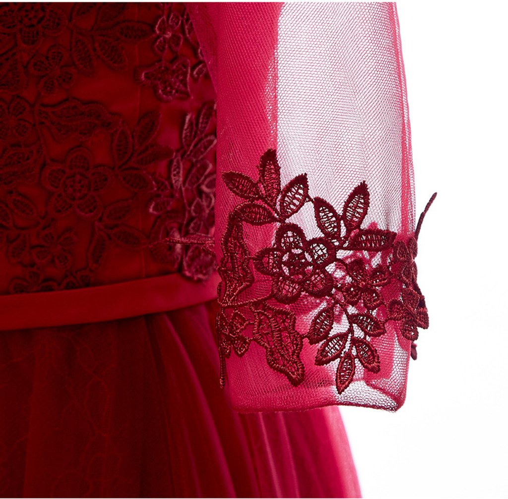 Elegant Women's Half Sleeves Lace Applique Tulle Long Formal Evening Dress for Prom, Wedding, Gala & Special Occasions