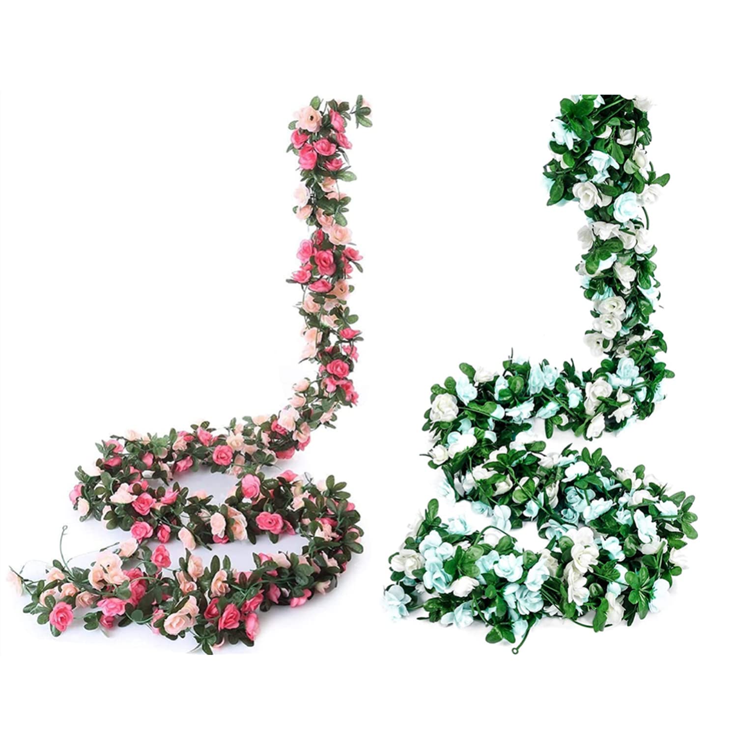 Miracliy 5 Pack 41 FT Artificial Rose Vine Flowers - Fake Hanging Rose Garland for Home Decor, Wedding, Party, Garden, and Indoor/Outdoor Use