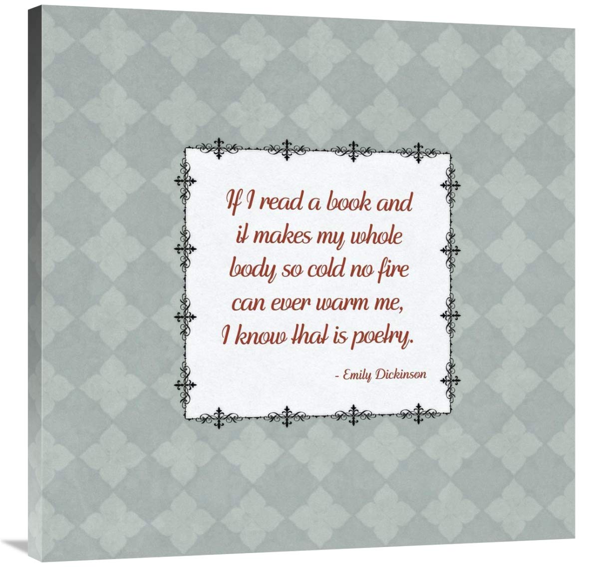 Global Gallery Emily Dickinson Quotes on Books Canvas Art Print - 36x36 Inches - Literary Home Decor for Living Room, Library & Office