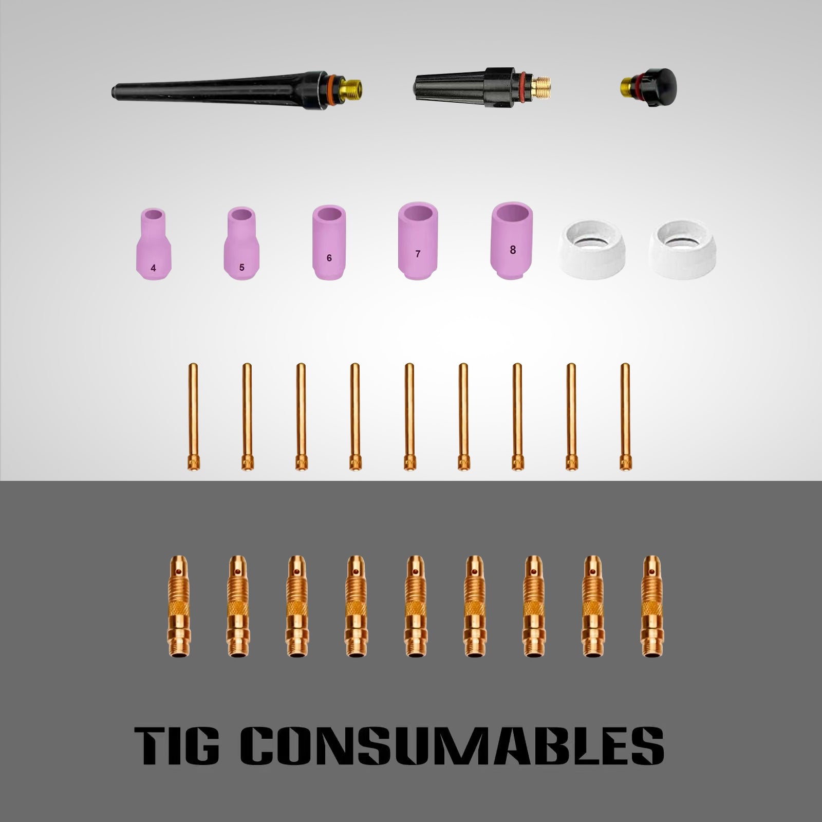 SSimder WP17 TIG Welding Consumables Pack - 28Pcs Tungsten Electrodes, Cups & Accessories for TIG Welding Machines | Perfect for DIY, Metal Fabrication & Automotive Repair